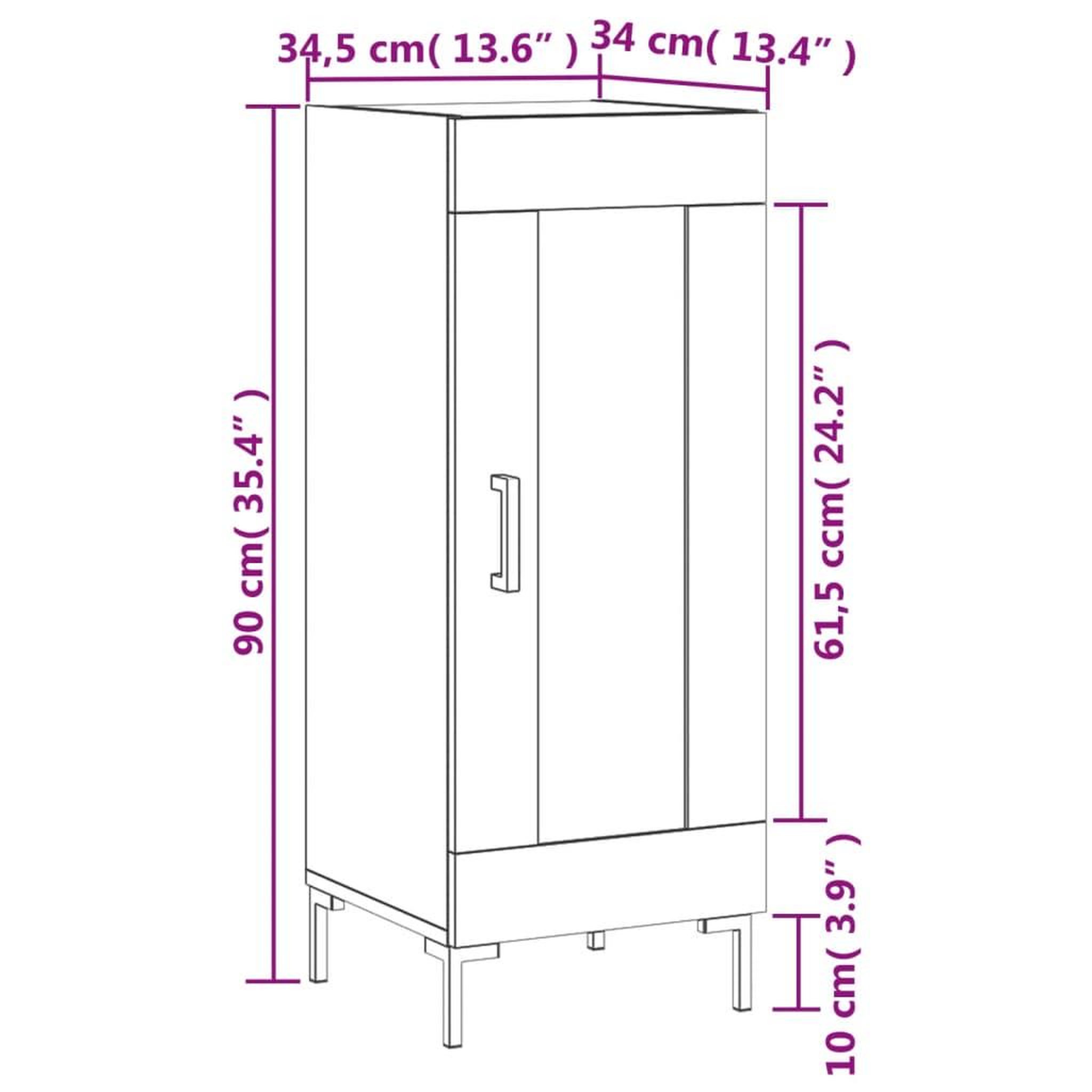 Voir la diapositive 6 : VIDAXL Buffet Blanc brillant 34,5x34x90 cm Bois d'ingenierie