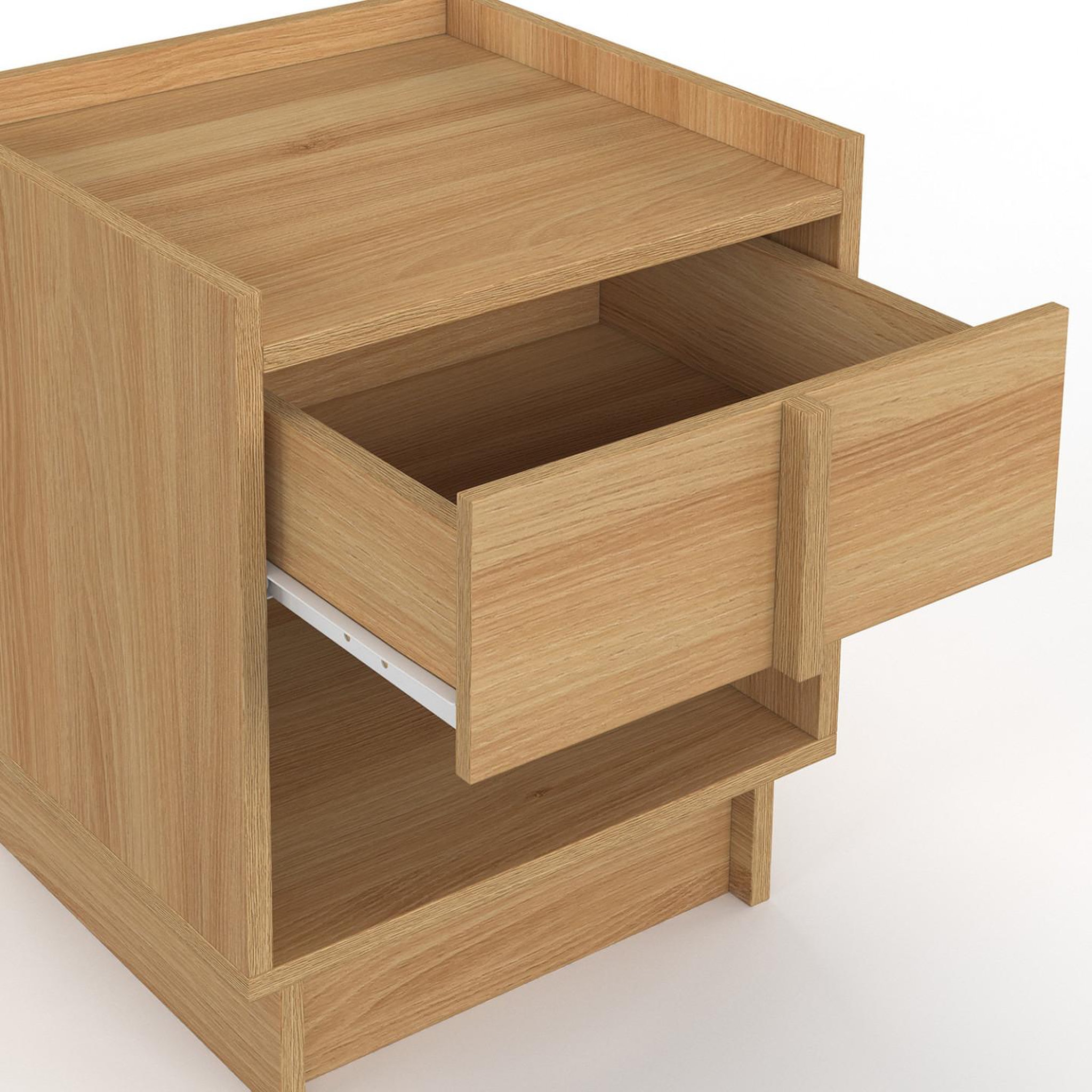 Voir la diapositive 6 : ID MARKET Lot de 2 tables de chevet rosie 1 tiroir et 1 niche façon hêtre design minimaliste