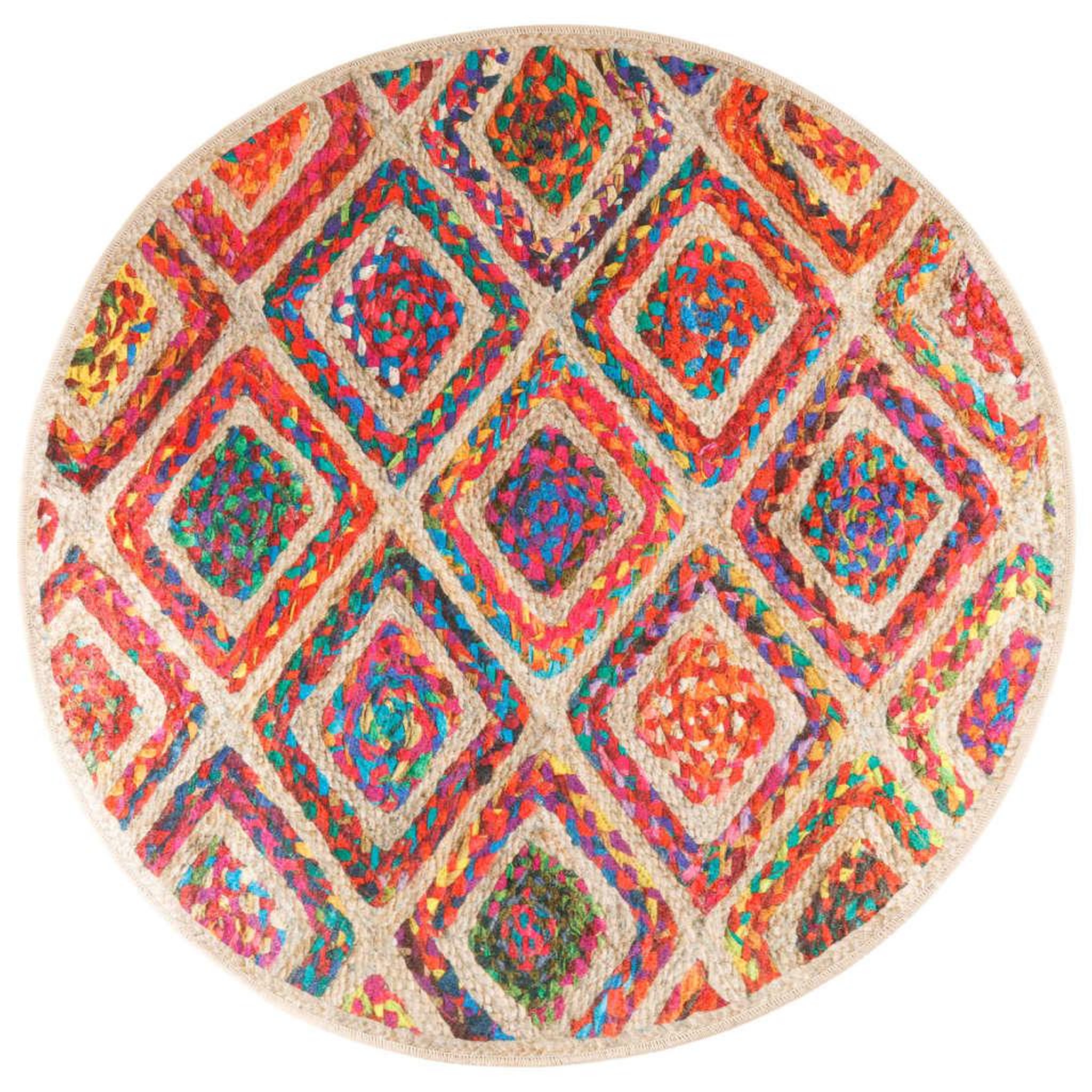 Voir la diapositive 2 : VIDAXL Tapis lavable multicolore Ø 120 cm antiderapant