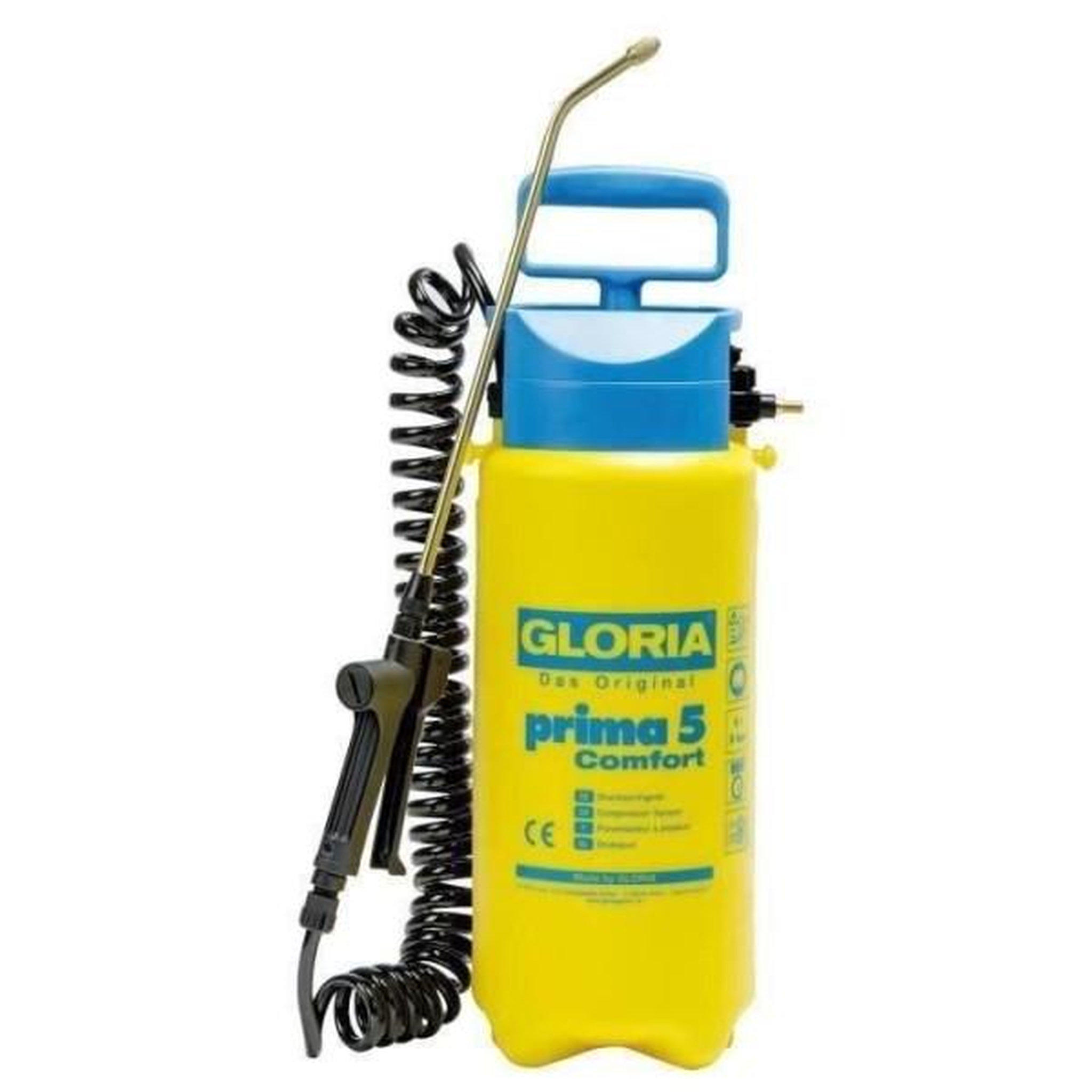 NO BRAND Pulvérisateur a pression gloria prima 5 comfort - 5l, lance et buse laiton, tuyau a spirales 2,50m