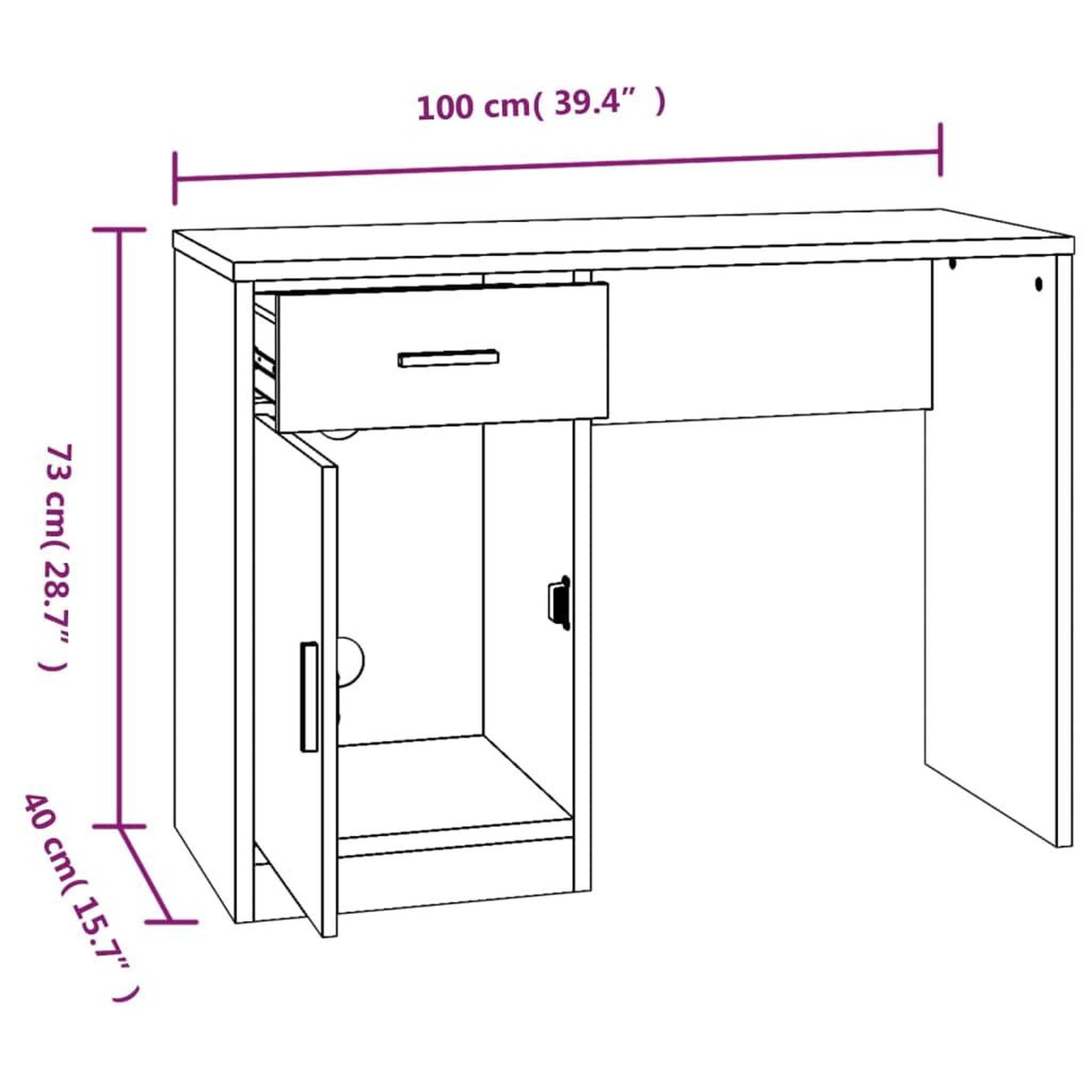 Voir la diapositive 6 : VIDAXL Bureau avec tiroir et armoire Blanc brillant 100x40x73 cm