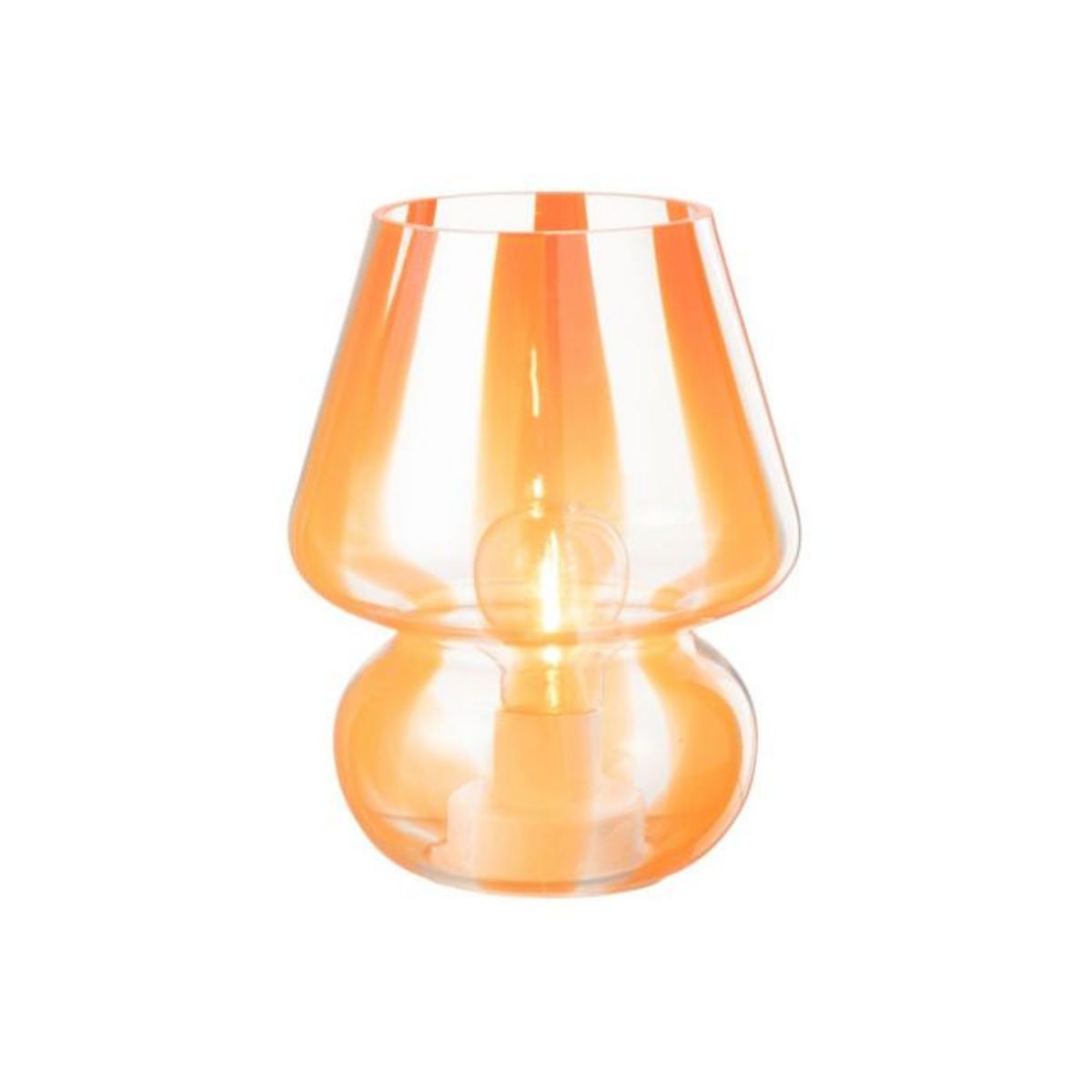 Paris Prix Lampe à Poser Rayures en Verre  Ophelie  19cm Orange