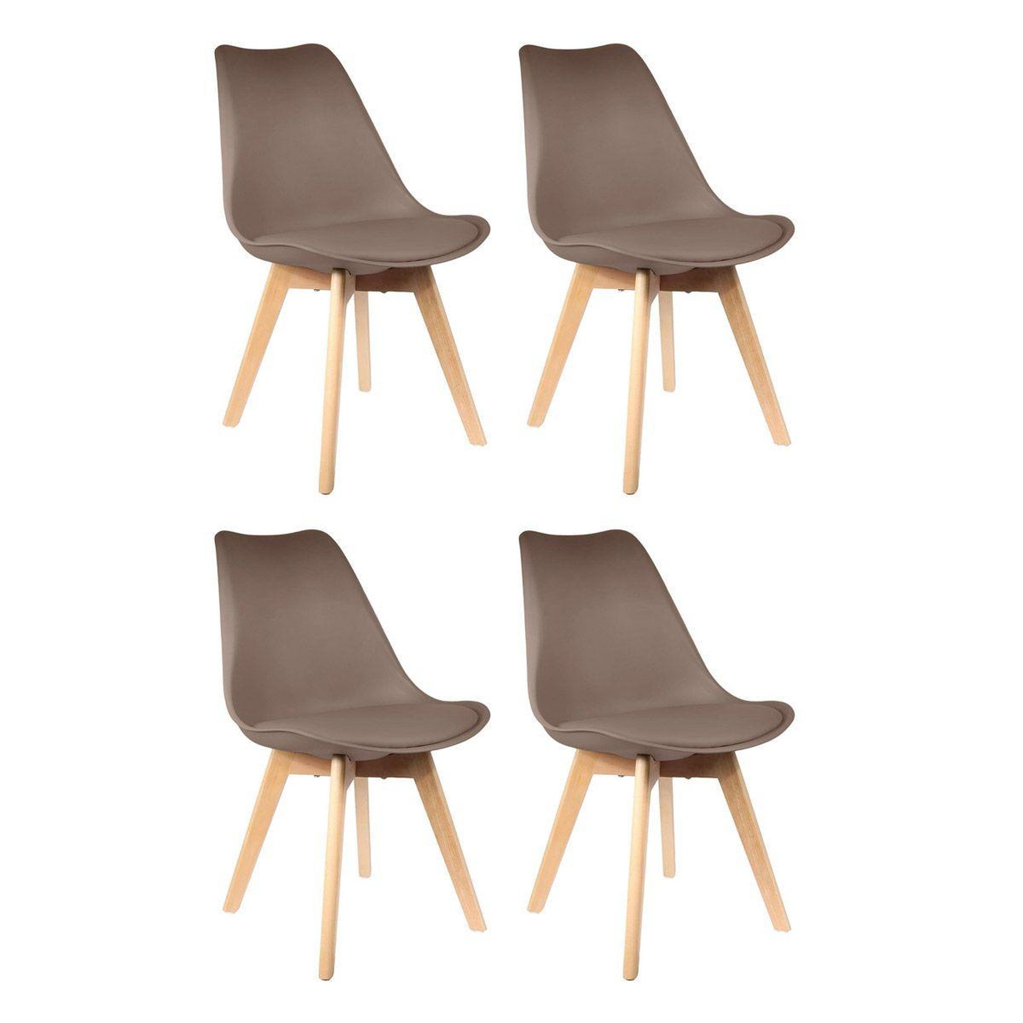 The Home Deco Factory Lot de 4 chaises scandinave  coquil  81cm taupe