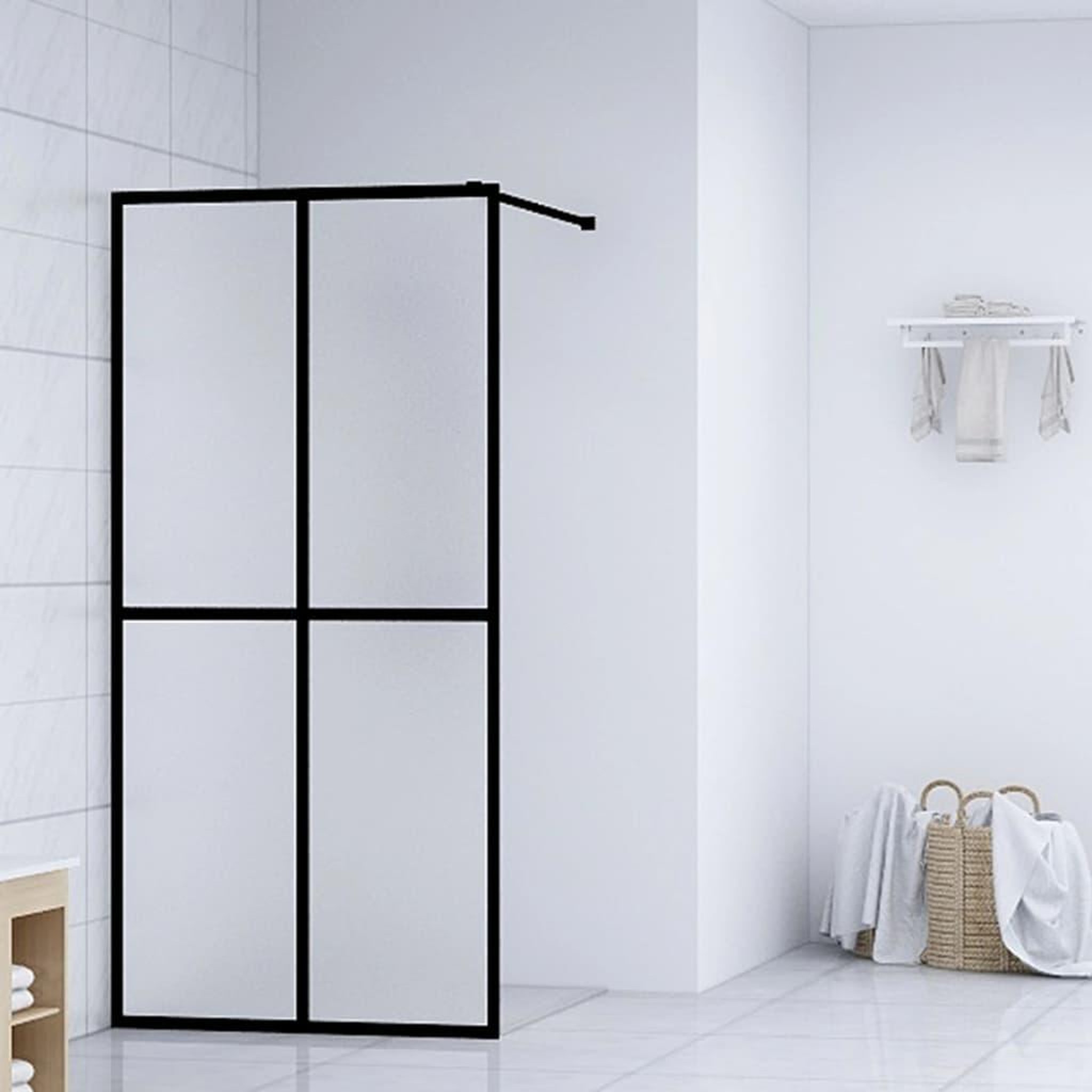 Voir la diapositive 1 : VIDAXL Ecran de douche Verre trempe depoli 90x195 cm