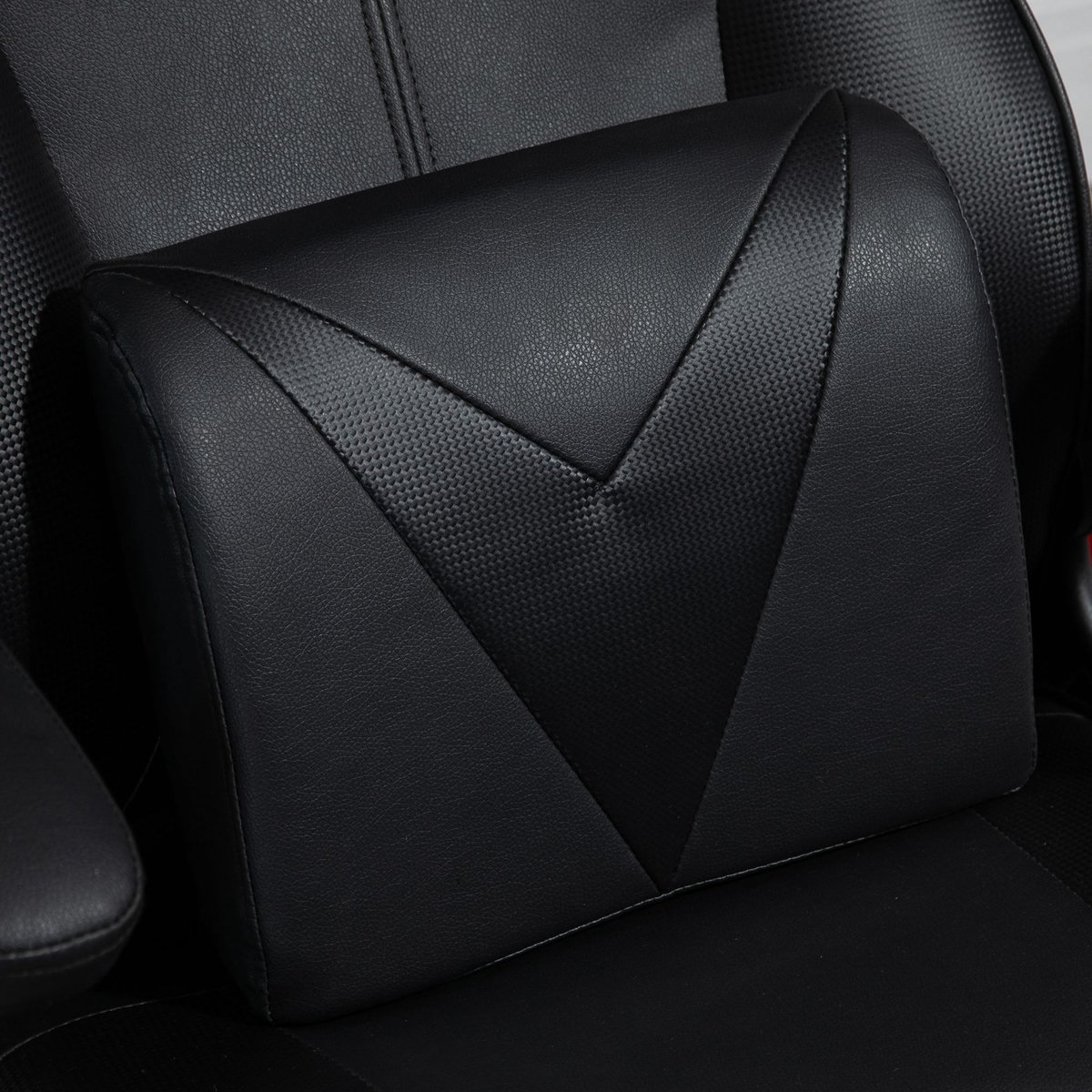 VINSETTO Vinsetto Fauteuil gaming fauteuil de bureau gaming base ronde métal pivotante 360° hauteur réglable coussins intégrés revêtement synthétique noir