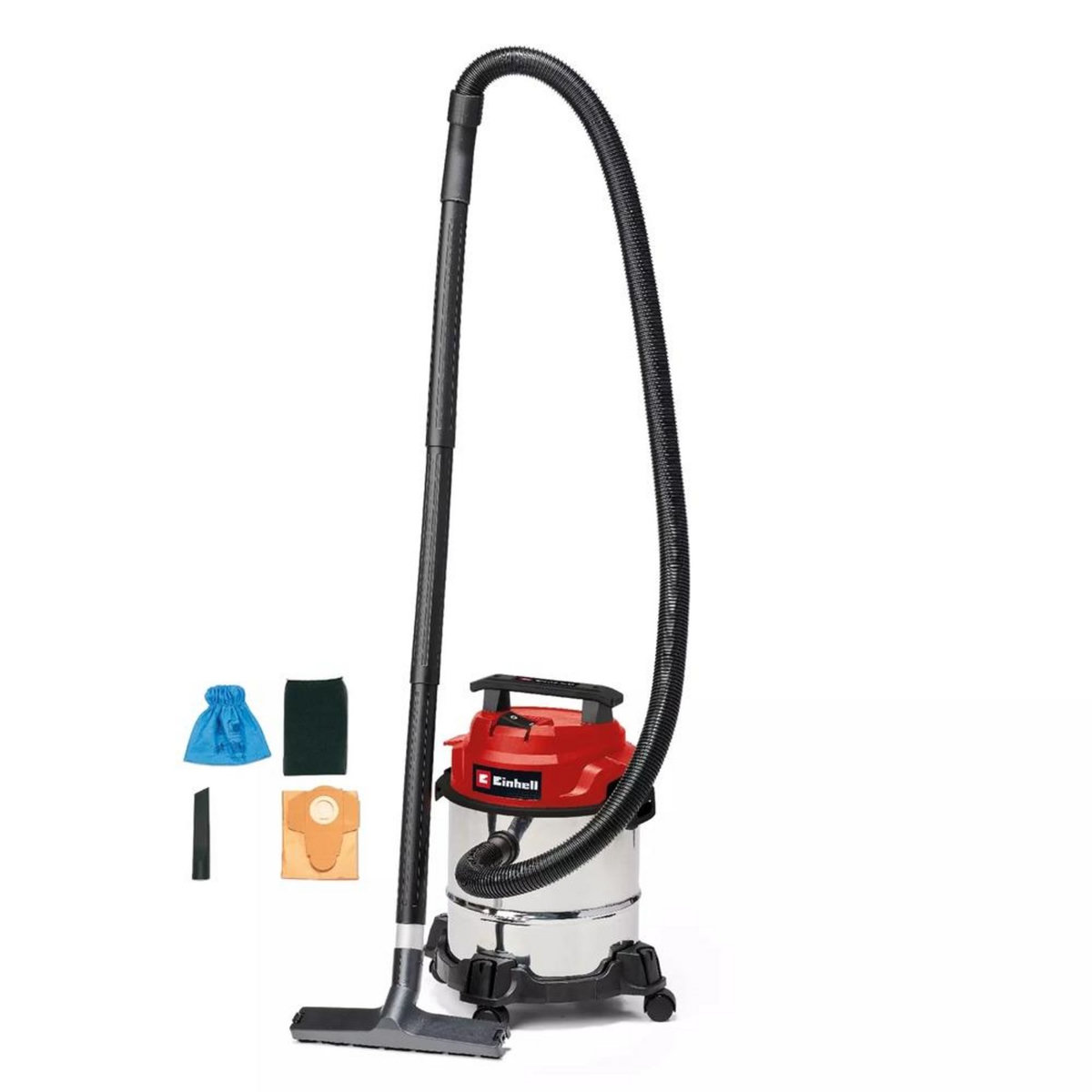 Einhell Aspirateur eau/poussière TC-VC 1812/1 S - 1250W - cuve inox 12L - soufflerie - accessoires inclus