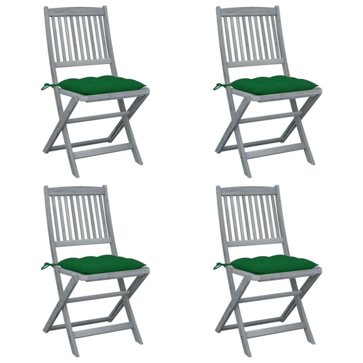 VIDAXL Chaises pliables d'exterieur lot de 4 et coussins Bois d'acacia