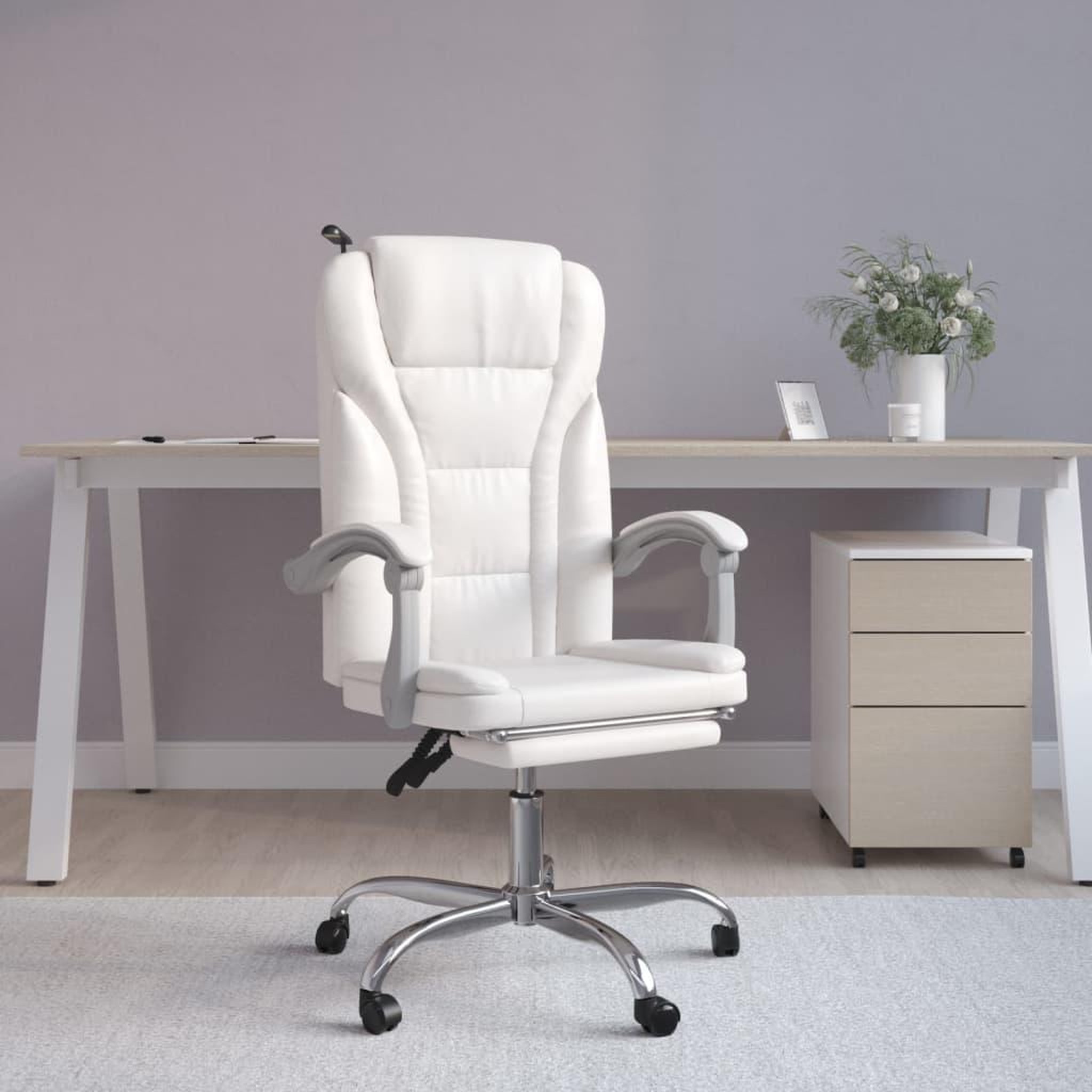 VIDAXL Fauteuil inclinable de bureau Blanc Similicuir