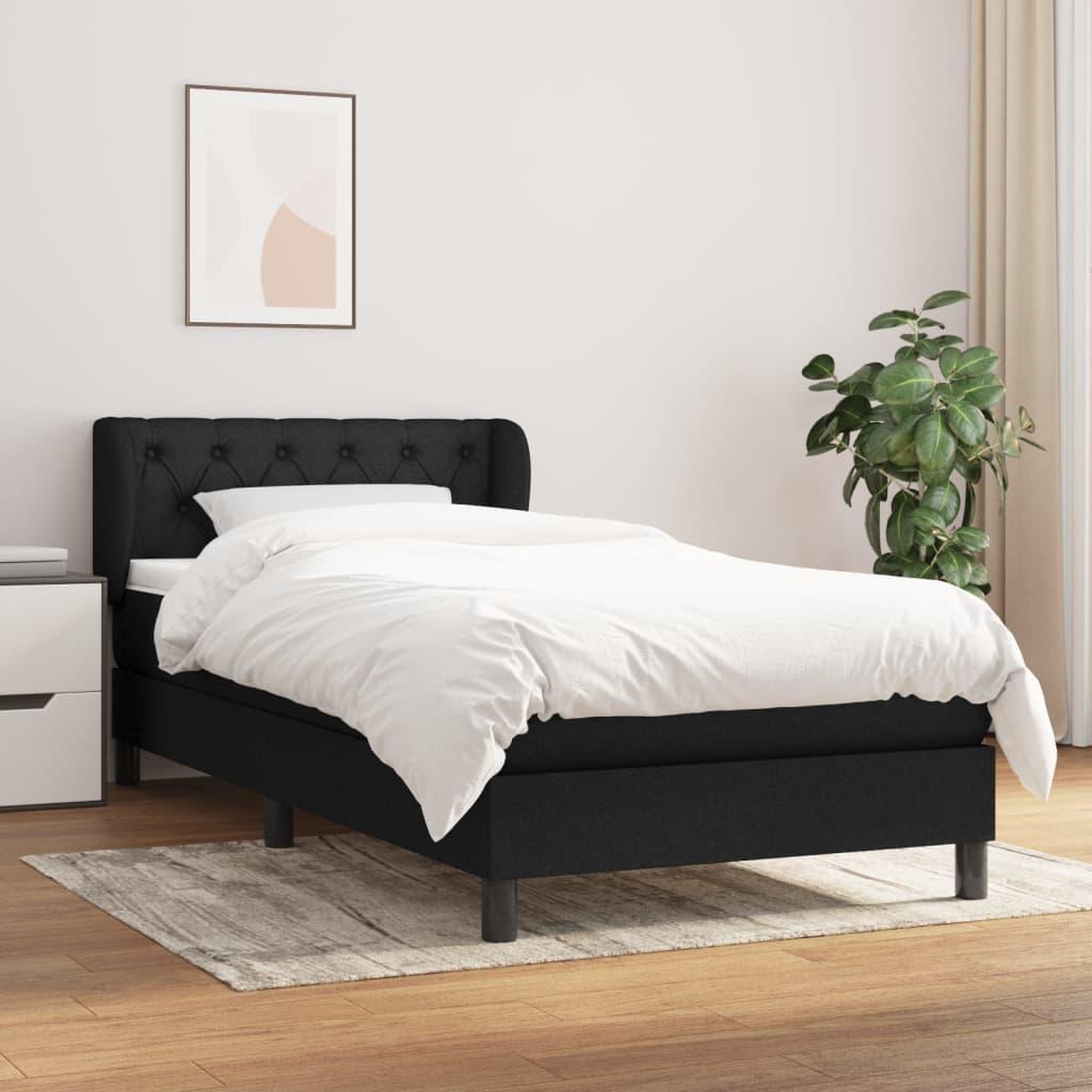 Voir la diapositive 1 : VIDAXL Sommier a lattes de lit et matelas Noir 80x200 cm Tissu