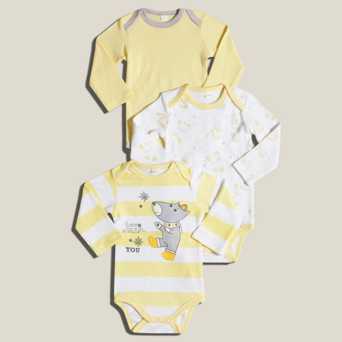 IN EXTENSO Lot de 3 bodies manches longues bébé