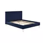 CONCEPT USINE Cadre de lit en velours bleu & pieds laiton 160x200 cm RIVERSIDE
