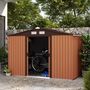 Voir la diapositive 2 : OUTSUNNY Abri de jardin - remise pour outils - cabanon double porte coulissante - fondation incluse - dim. 277L x 191l x 192H cm - tôle d'acier ondulée terracotta