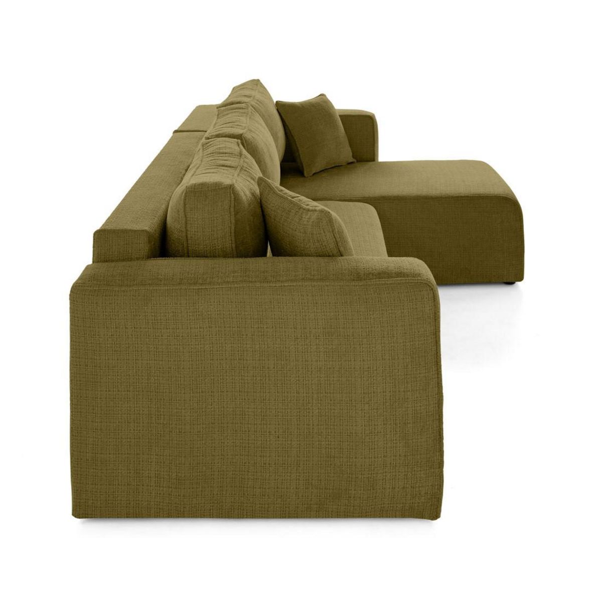 BEST MOBILIER Topaze - canapé d'angle déhoussable réversible 4 places en velours texturé