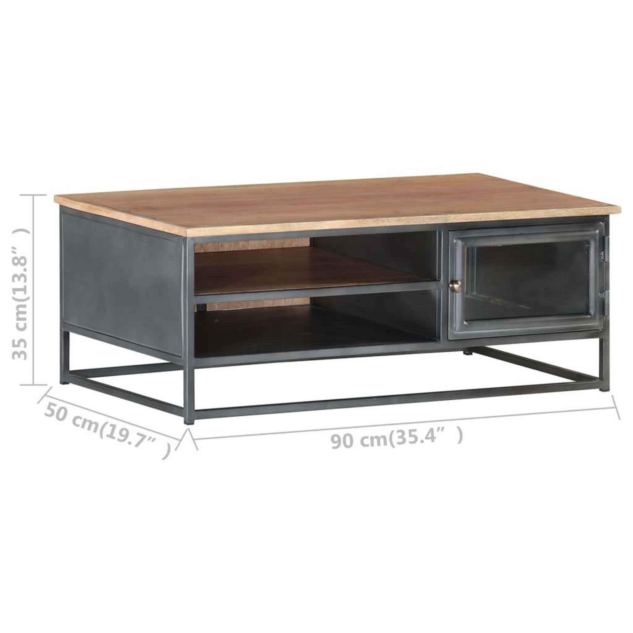 Voir la diapositive 6 : VIDAXL Table basse gris 90x50x35 cm bois d'acacia massif