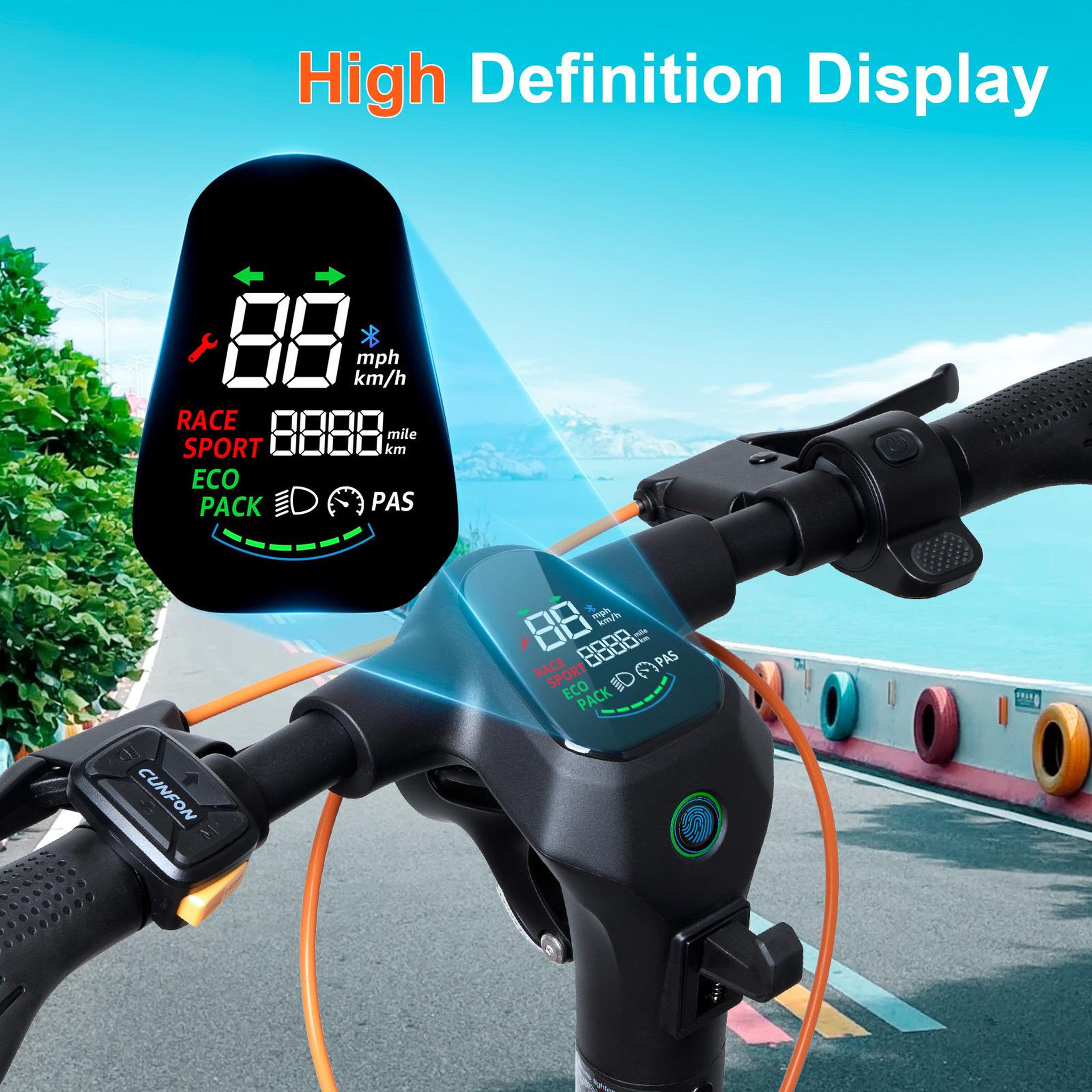 Voir la diapositive 4 : CUNFON Trottinette électrique cunfon rs500, batterie 48 v 13 ah, pneus de 9,5 pouces de large