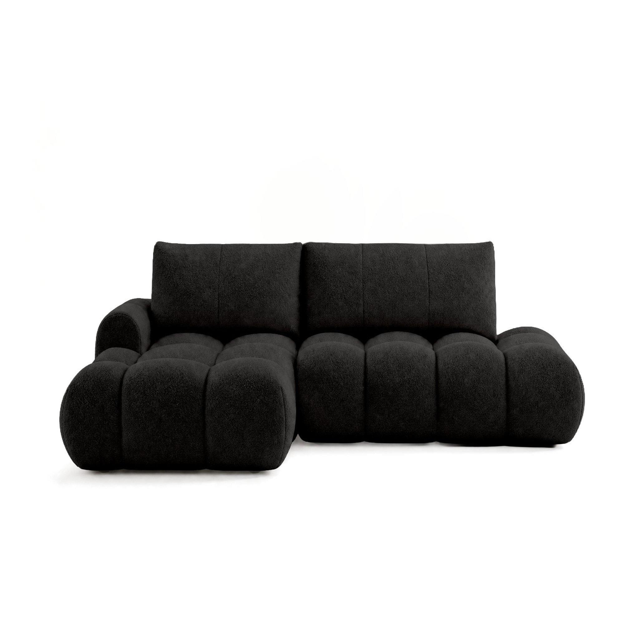 Voir la diapositive 1 : BEST MOBILIER Yulin - canapé d'angle ouvert gauche 4 places convertible avec coffre en tissu bouclette
