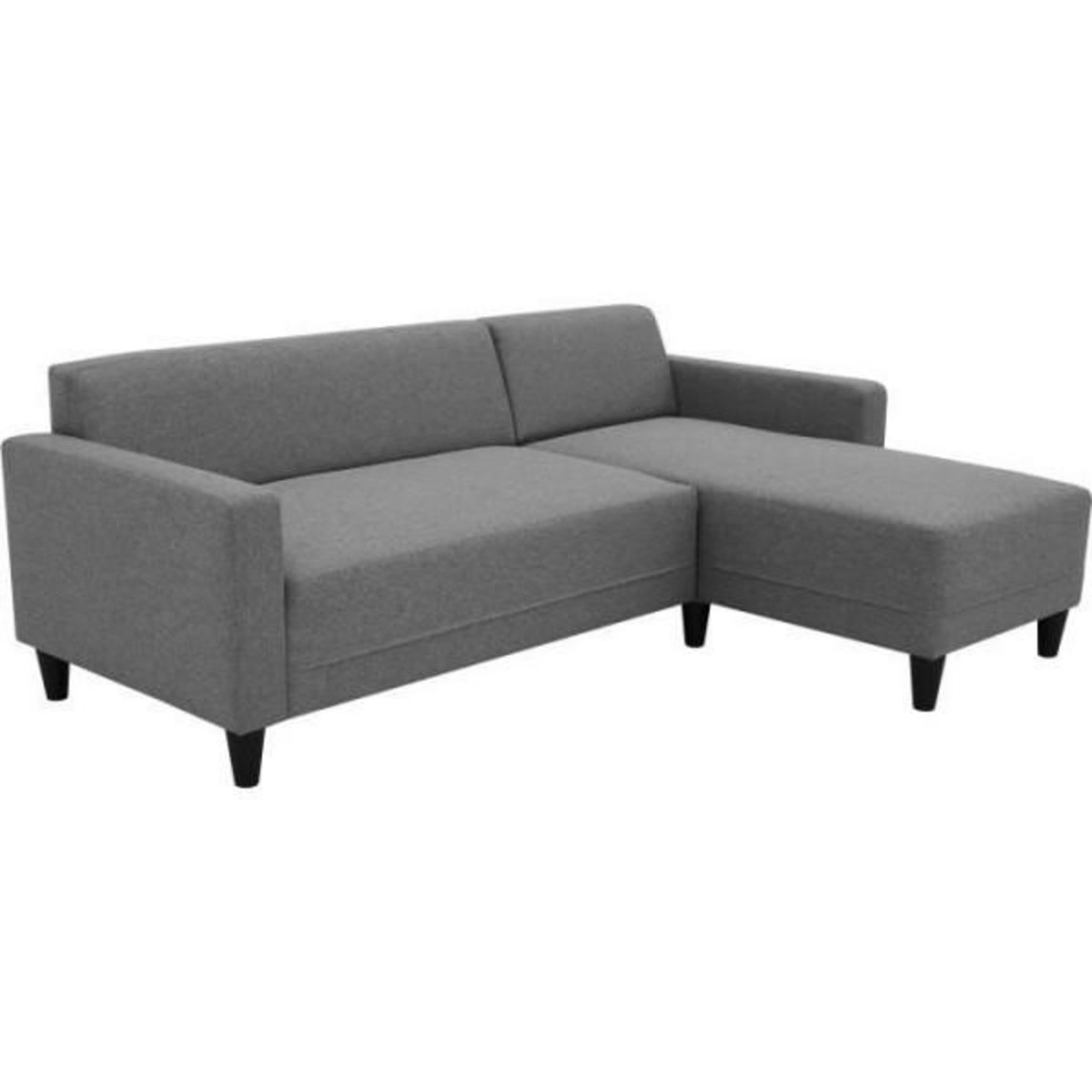 MARKET24 Canapé d'angle fixe 4 places BOB - Tissu anthracite - Réversible - L 197 x P 117 x H 65 cm