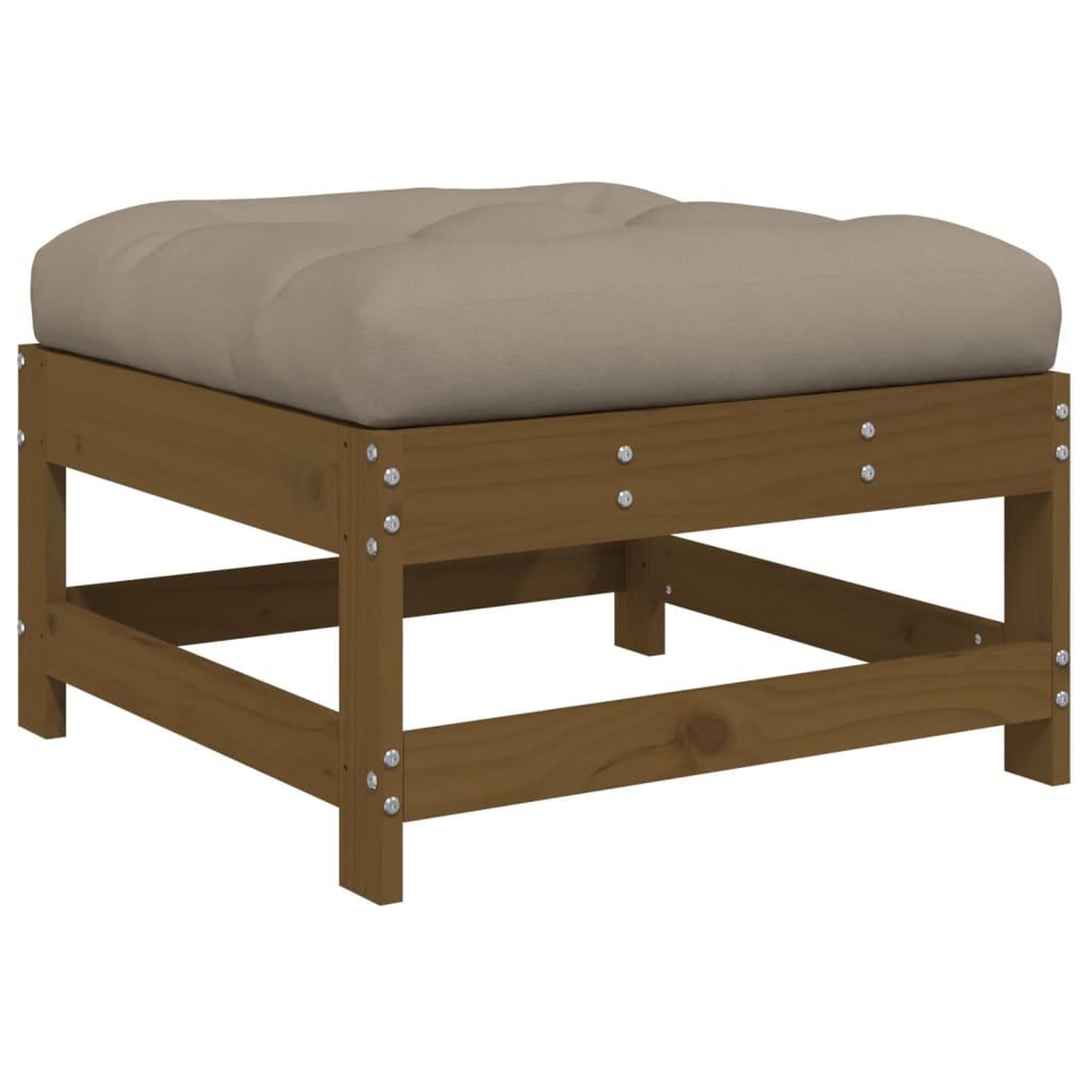 Voir la diapositive 5 : VIDAXL Repose-pied de jardin et coussin marron miel bois de pin massif