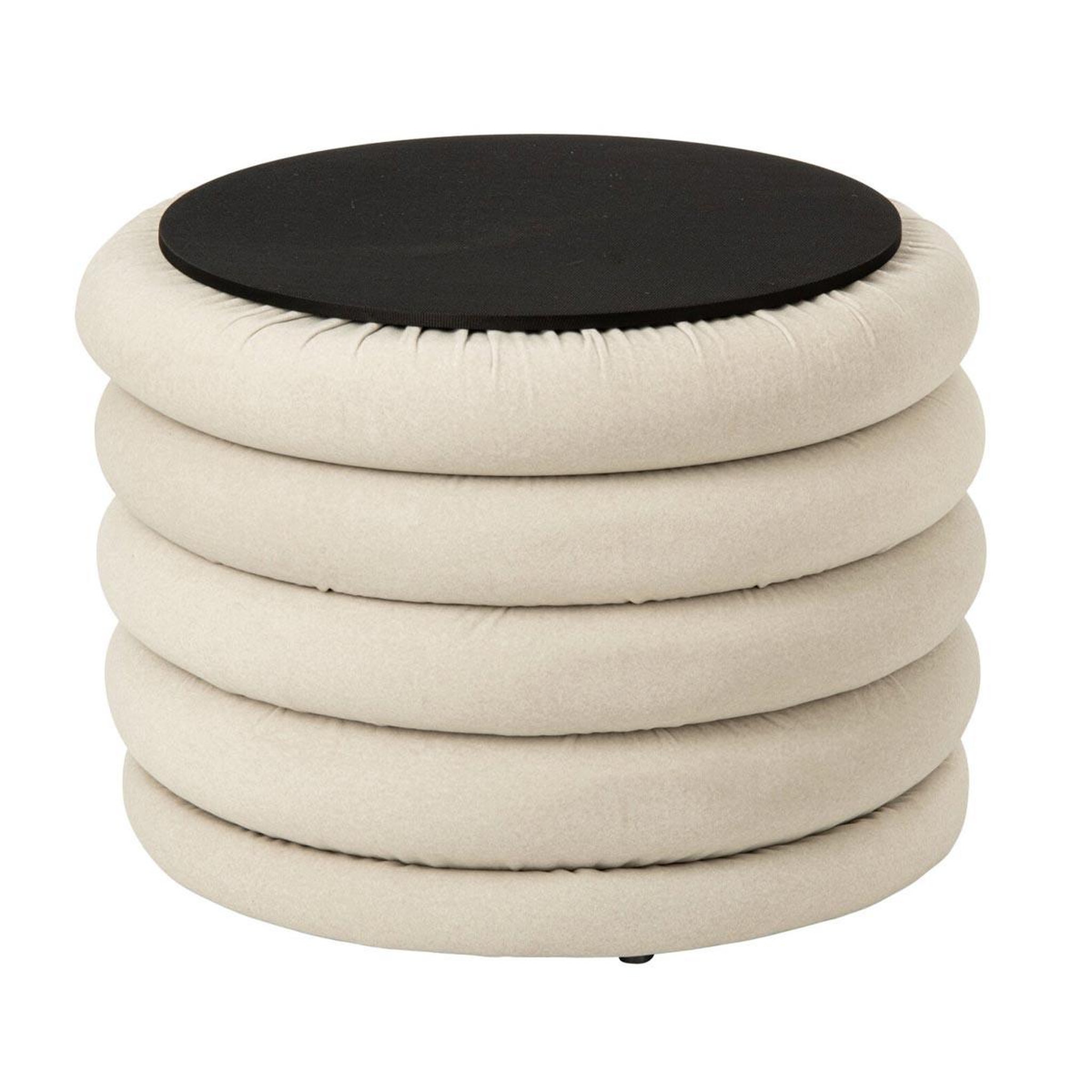 Voir la diapositive 3 : J-LINE Pouf coffre côtelé  mich  59cm écru