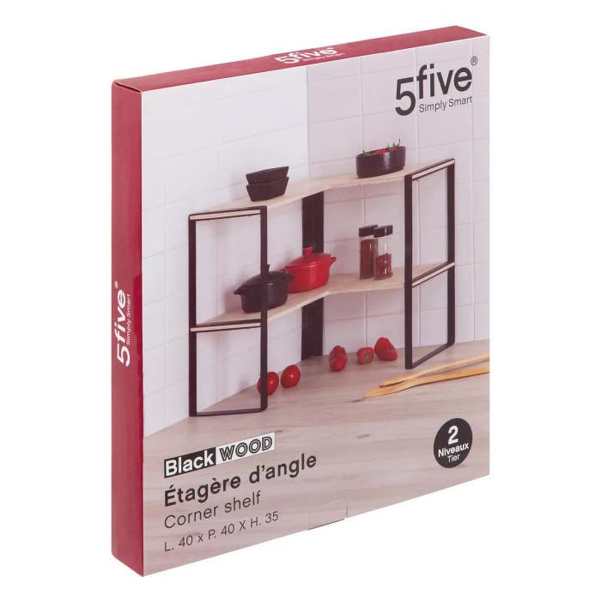 Voir la diapositive 2 : FIVE Étagère d'Angle de Cuisine  Blackwood  40cm Naturel