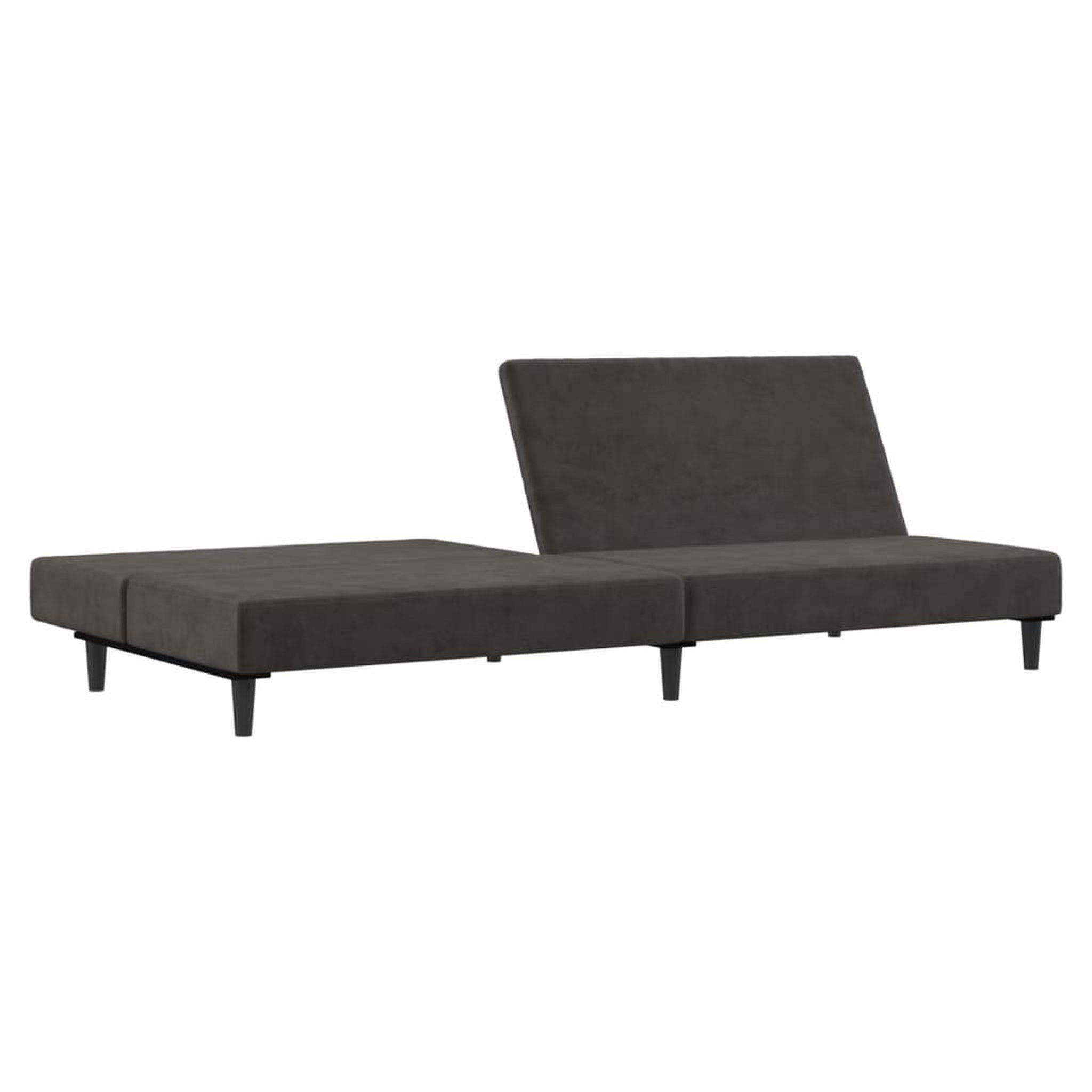 Voir la diapositive 4 : VIDAXL Canape-lit a 2 places gris fonce velours