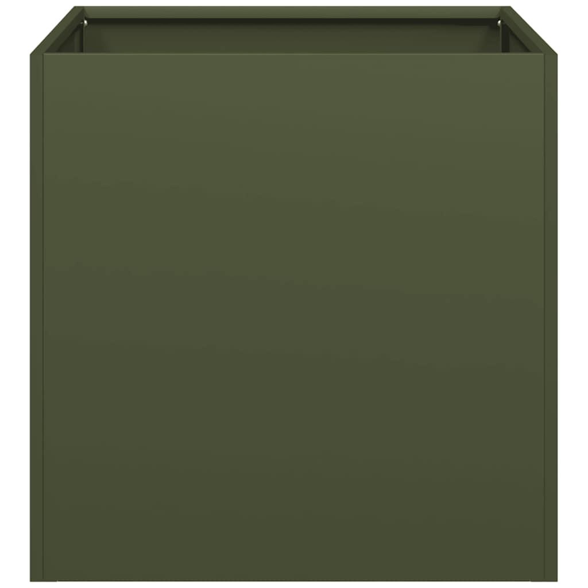 Voir la diapositive 4 : VIDAXL Jardiniere vert olive 40x40x40 cm acier lamine a froid