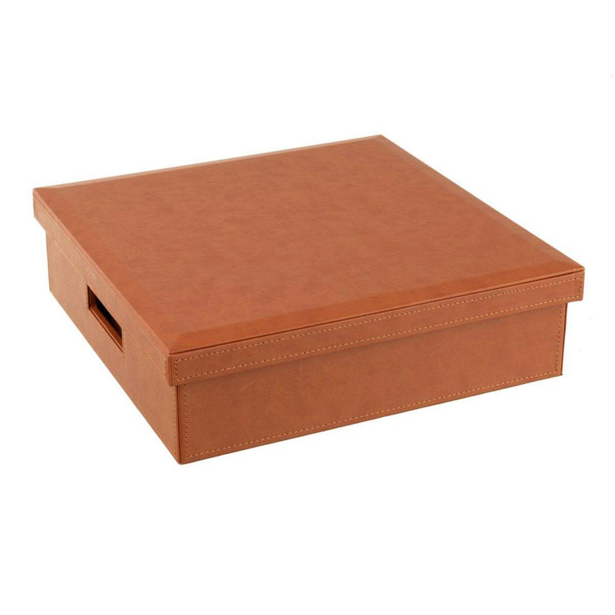 Voir la diapositive 2 : J-LINE Boîte jeux de cartes & échiquier  ezra  35cm cognac