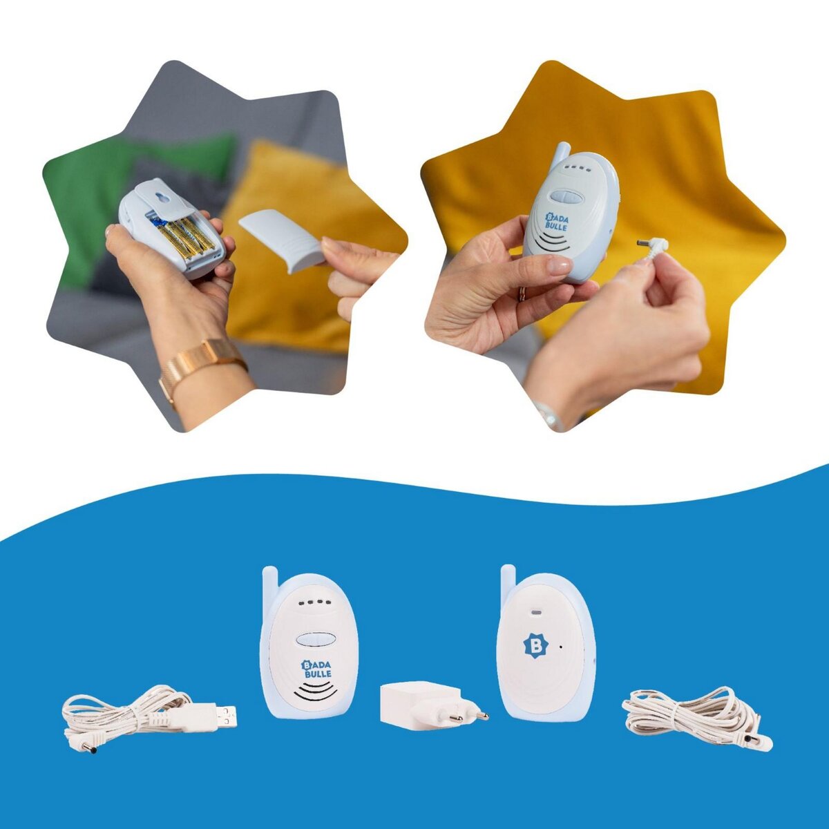 BADABULLE Babyphone Audio Badabulle - portée de 300m - simple d'utilisation