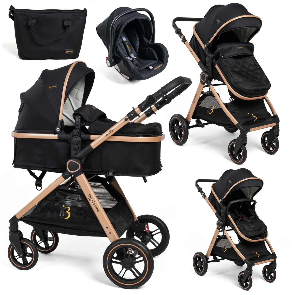 Poussette combinée trio 3 en 1 - siège auto 0m – nacelle – jusqu'à