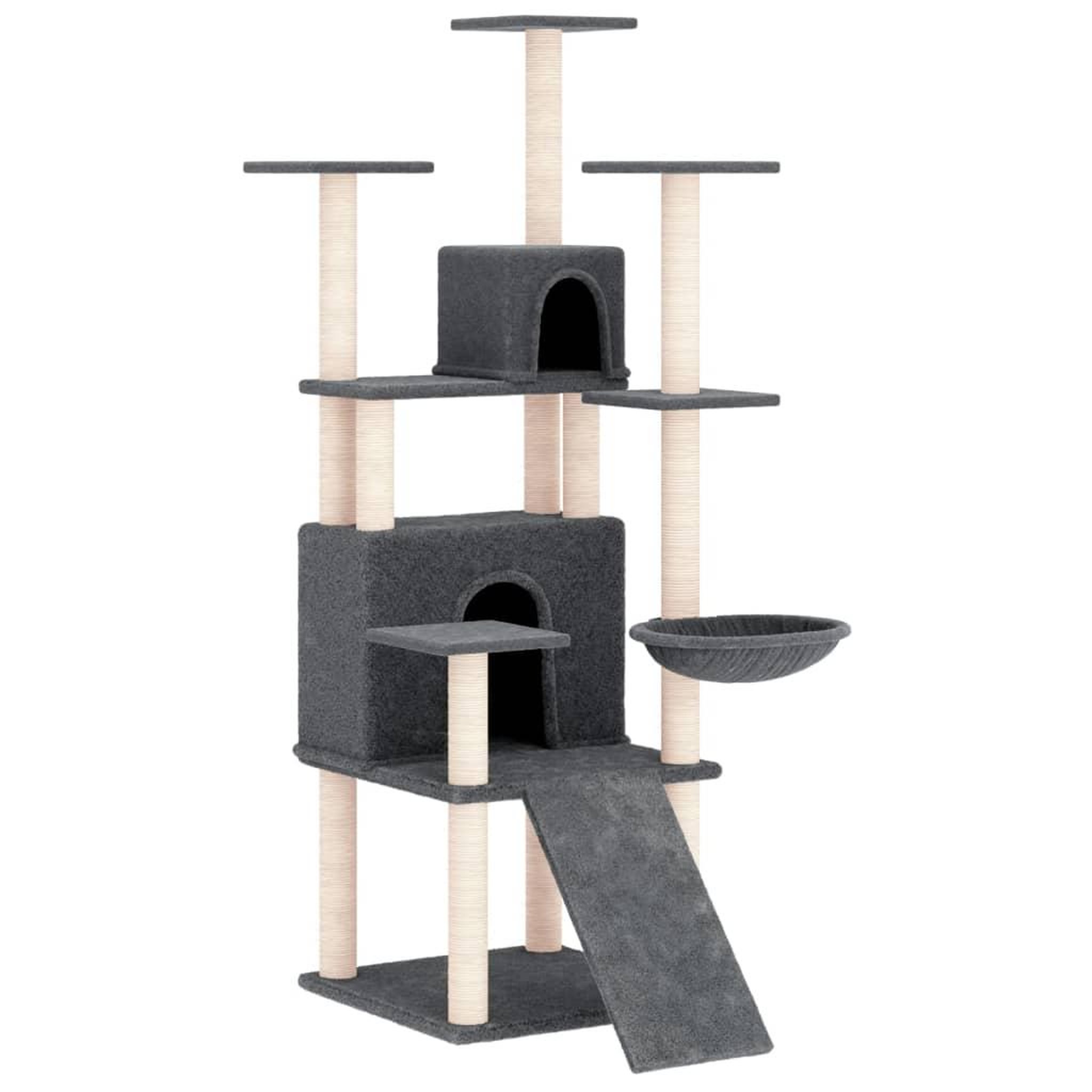 Voir la diapositive 2 : VIDAXL Arbre a chat avec griffoirs en sisal Gris fonce 154 cm