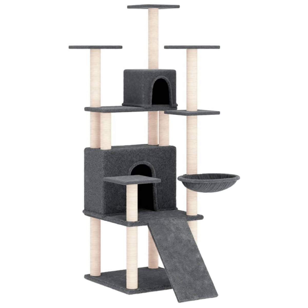 VIDAXL Arbre a chat avec griffoirs en sisal Gris fonce 154 cm