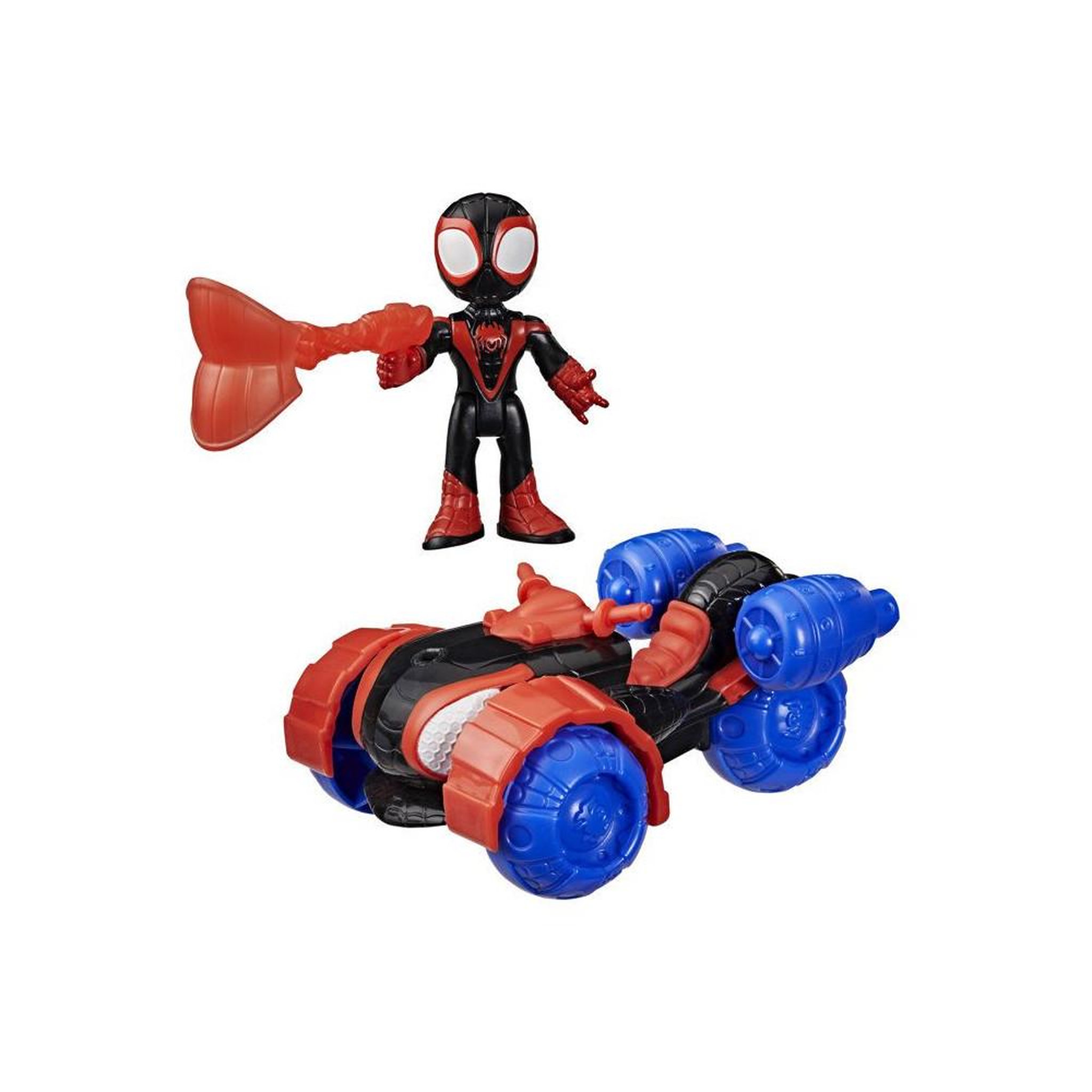 HASBRO Spidey Véhicule Techno-Quad et figurine Miles > Morales de 7,5 cm et accessoire, des 3 ans, Marvel Spidey et ses A