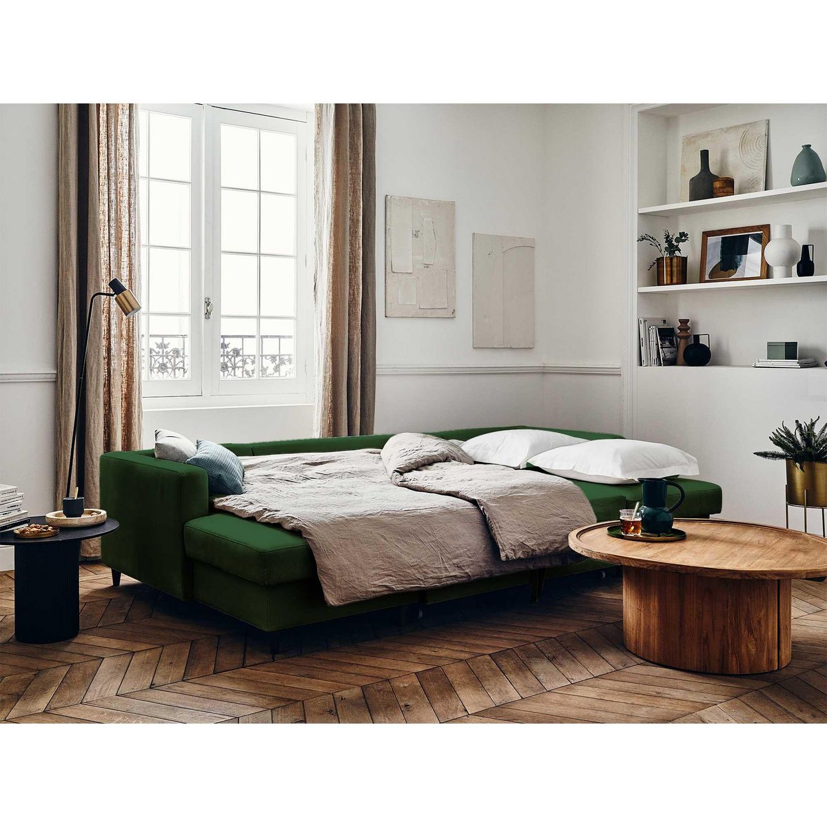 LISA DESIGN Anna - canapé panoramique en u - 7 places - convertible avec coffre - en velours