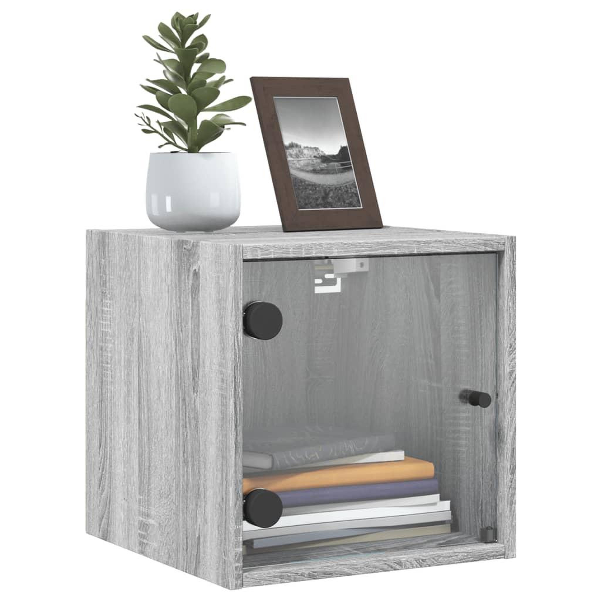 Voir la diapositive 4 : VIDAXL Tables de chevet et portes vitrees 2pcs sonoma gris 35x37x35cm