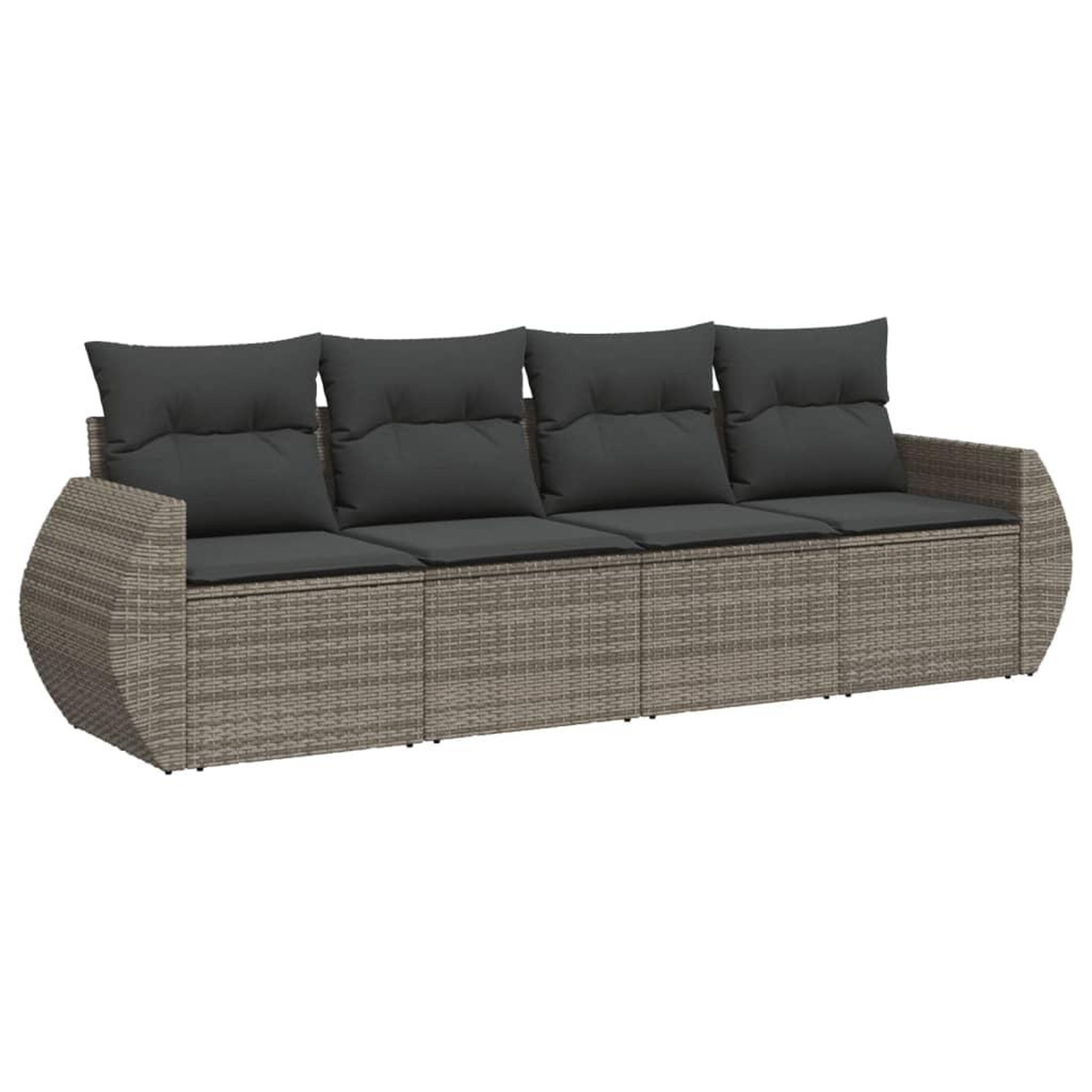Voir la diapositive 2 : VIDAXL Salon de jardin 4 pcs avec coussins gris resine tressee