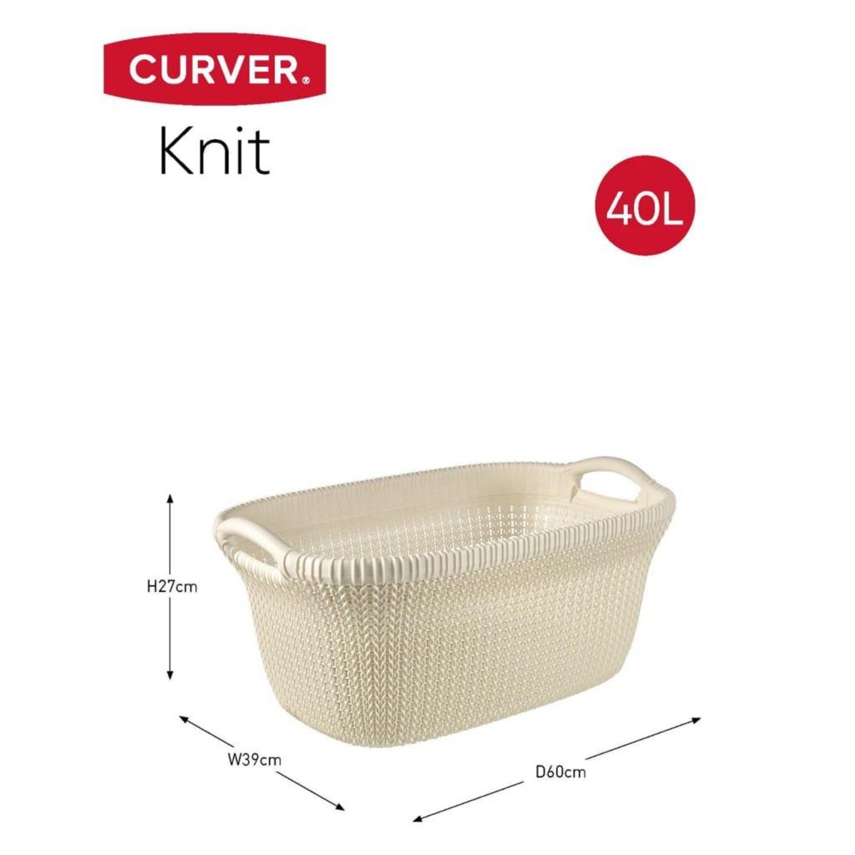 CURVER Curver Panier a linge Knit 40 L Blanc creme