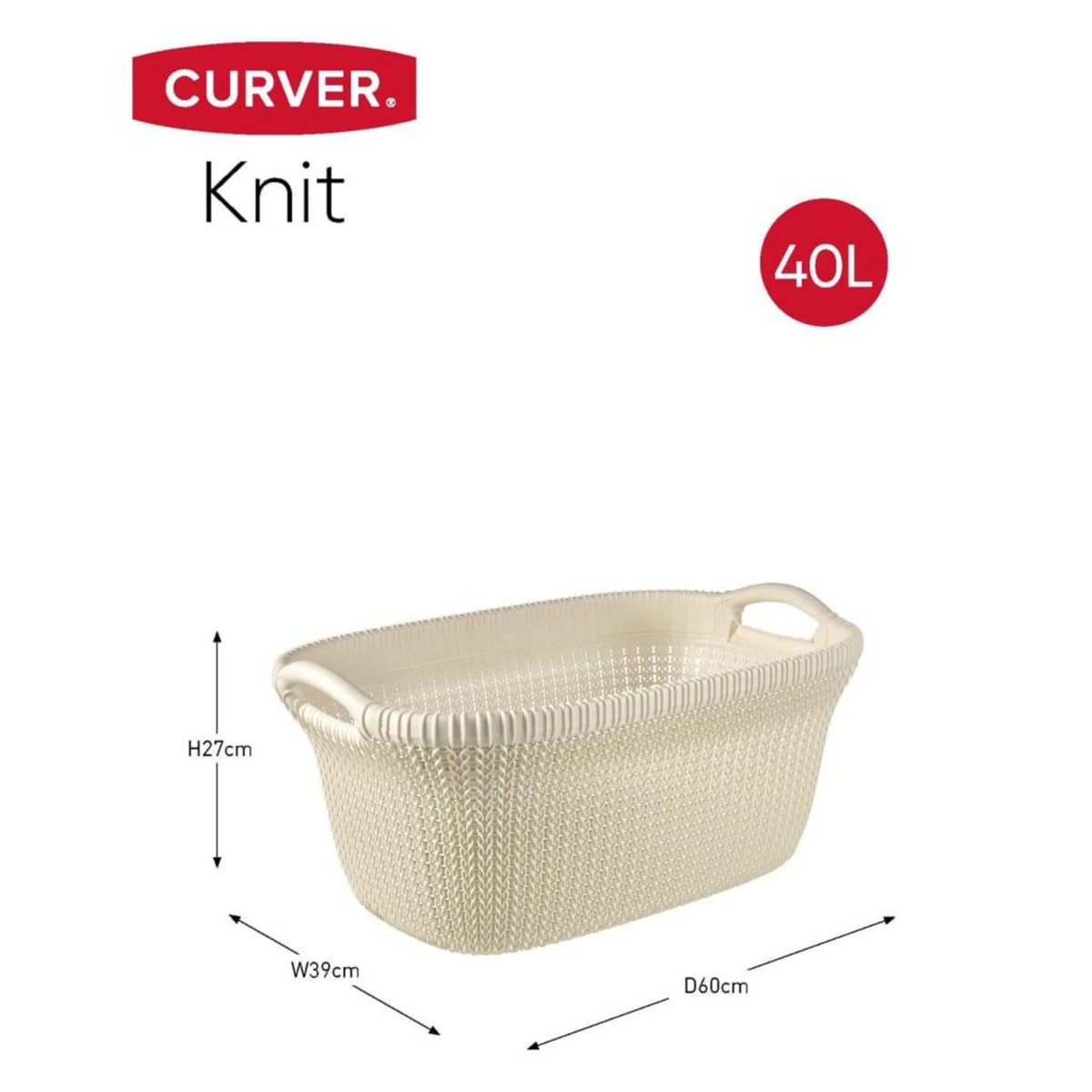 CURVER Curver Panier a linge Knit 40 L Blanc creme