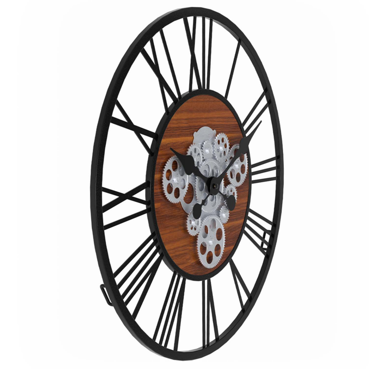 ID MARKET Horloge murale 60 cm avec engrenages design industriel