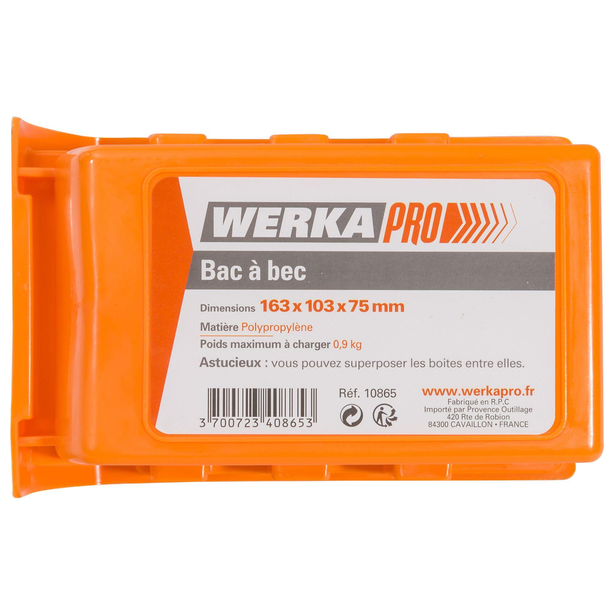 Voir la diapositive 2 : WERKAPRO Bac à bec de rangement WERKA PRO  163x103x75mm