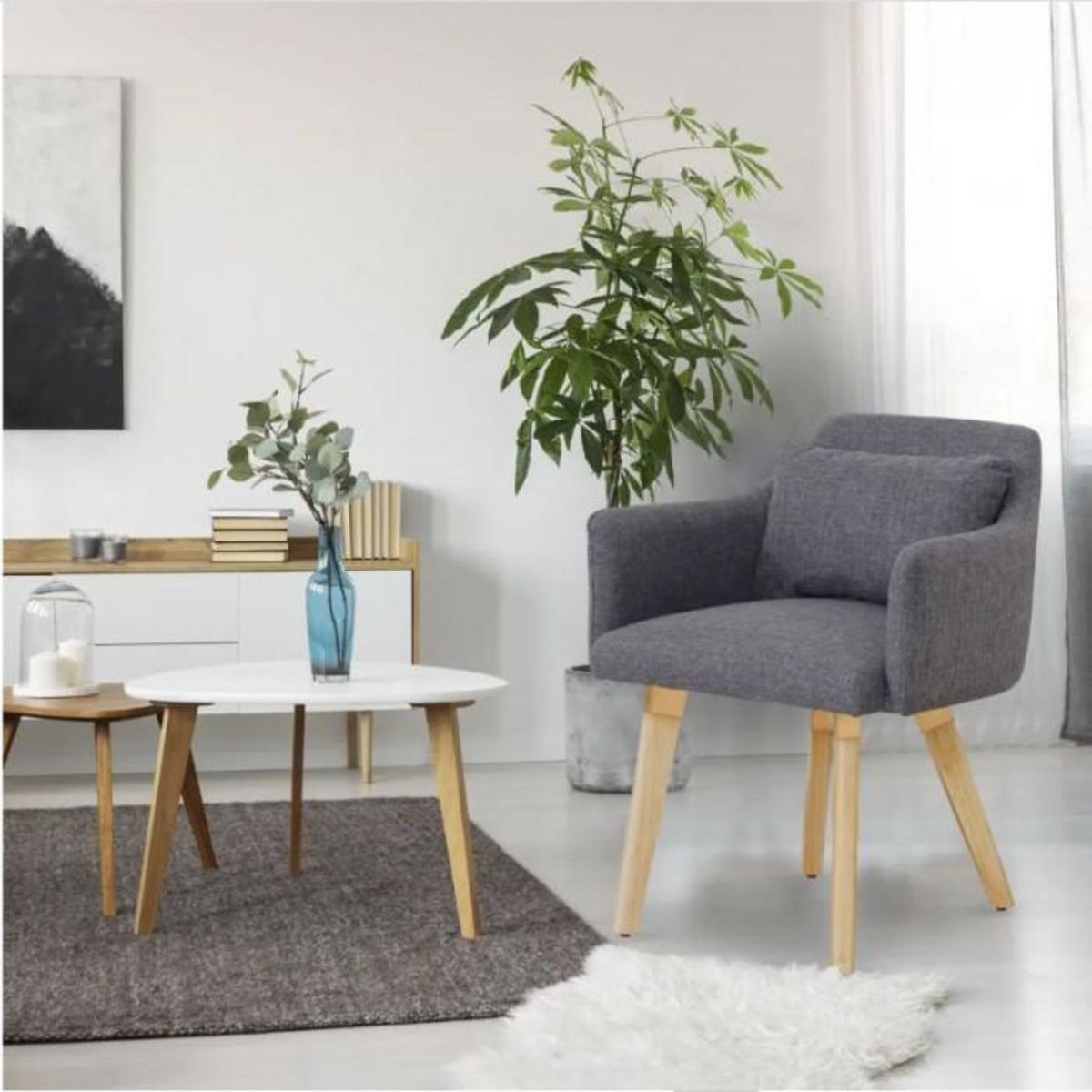 Paris Prix Fauteuil Scandinave  Alan  70cm Gris Clair