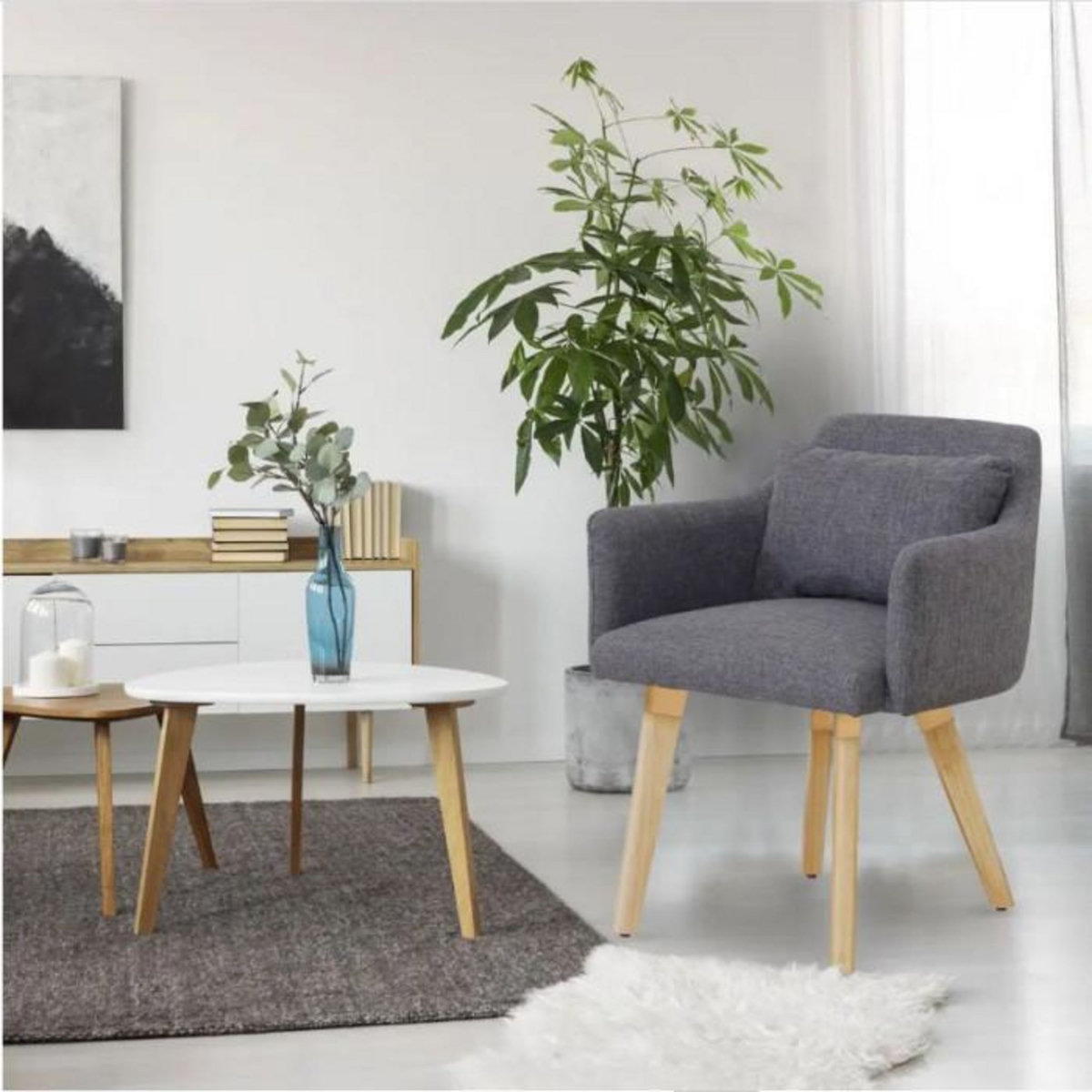 Paris Prix Fauteuil Scandinave  Alan  70cm Gris Clair