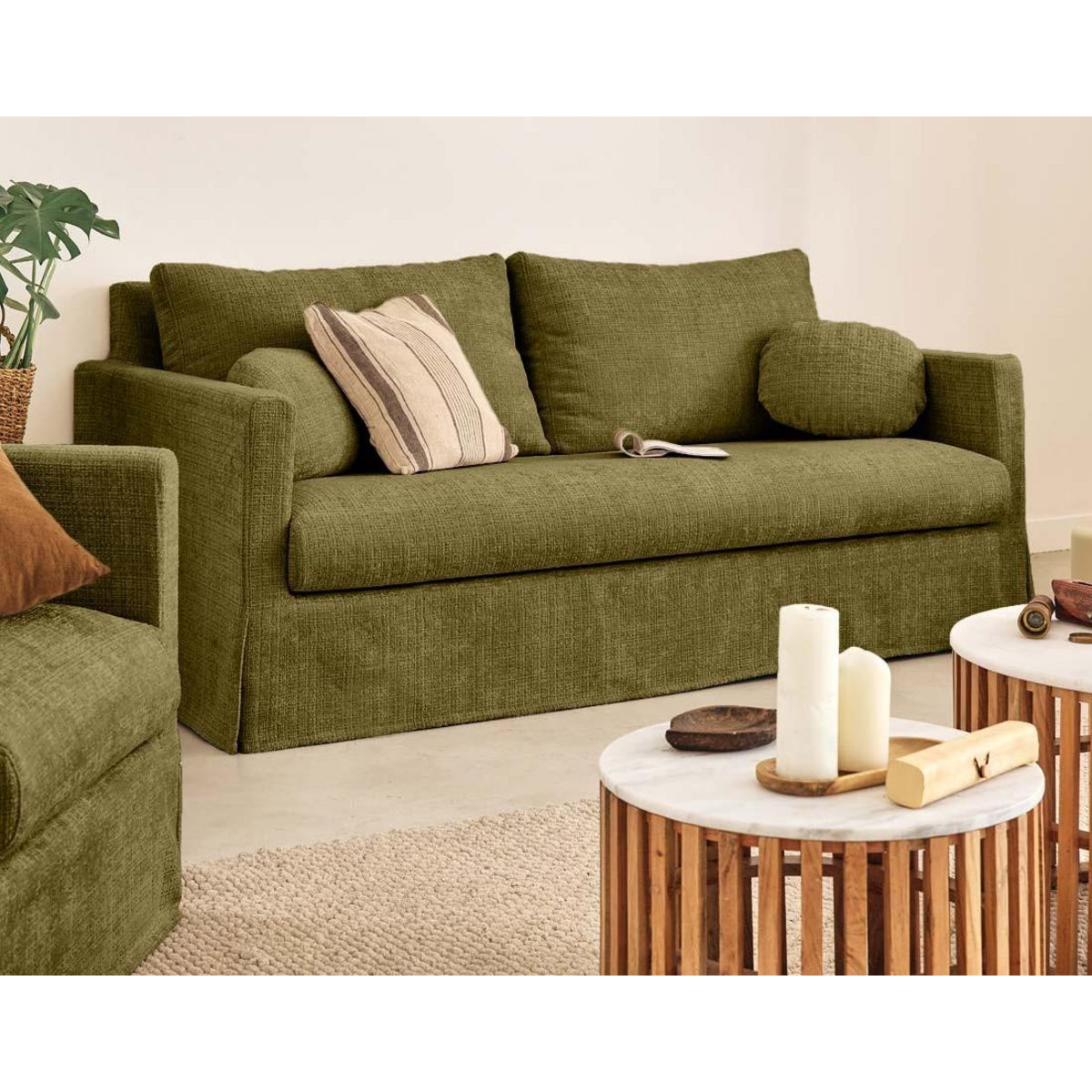 LISA DESIGN Serena - canapé droit déhoussable 3 places en velours texturé