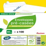 AUCHAN Lot de 100 enveloppes pré-casées 11.4x16.2cm - blanc