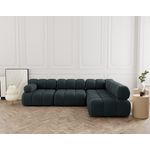 LISA DESIGN Ruby - canapé modulable d'angle droit 5 places en velours texturé. Coloris disponibles : Bleu, Noir, Gris, Orange, Beige