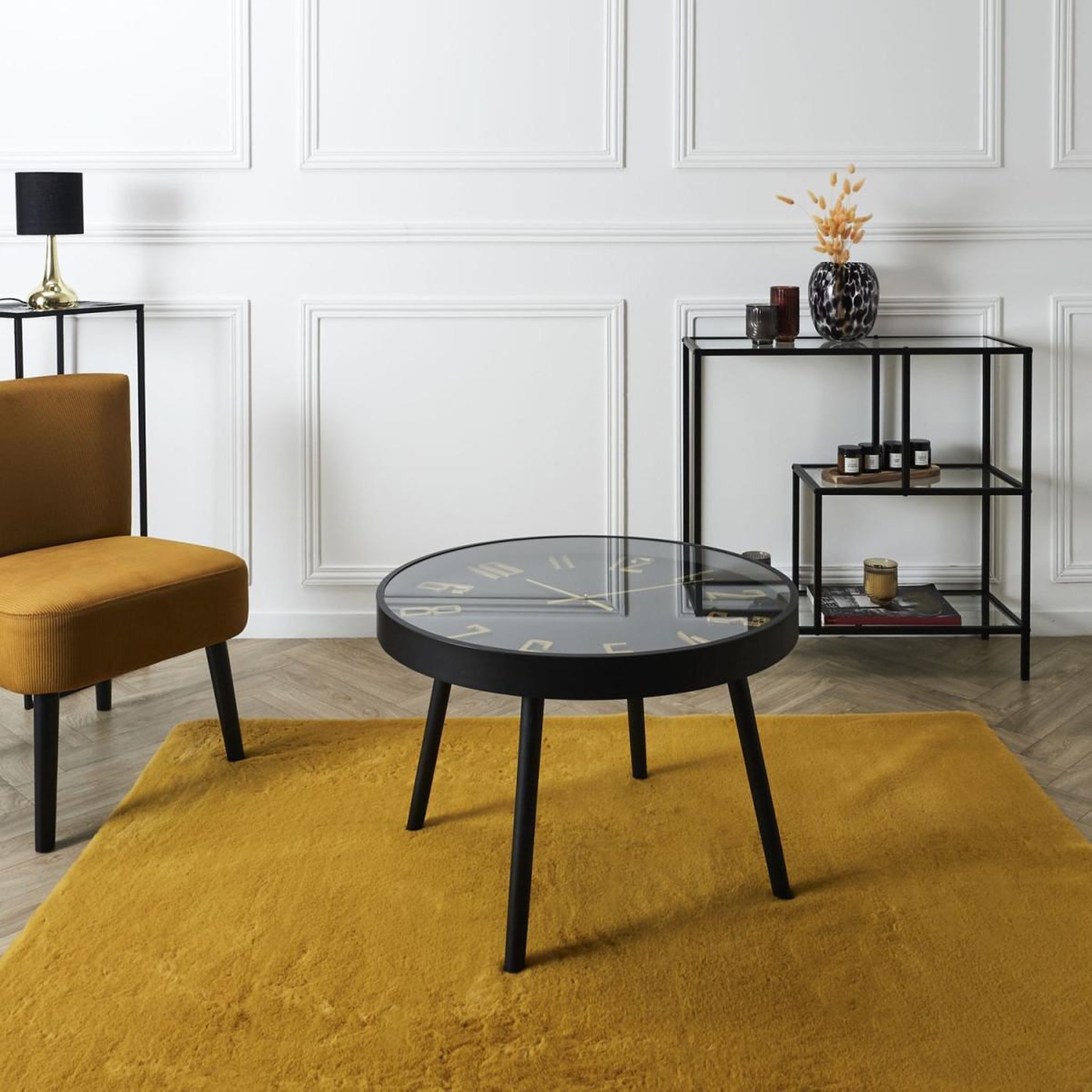 Voir la diapositive 5 : The Home Deco Factory Table basse horloge  lounge  70cm noir