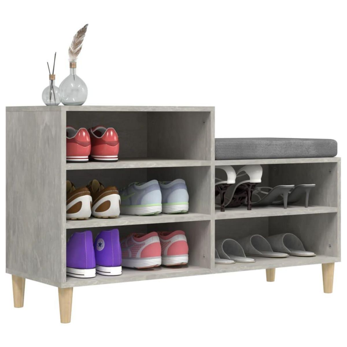 VIDAXL Armoire a chaussures Gris beton 102x36x60 cm Bois d'ingenierie