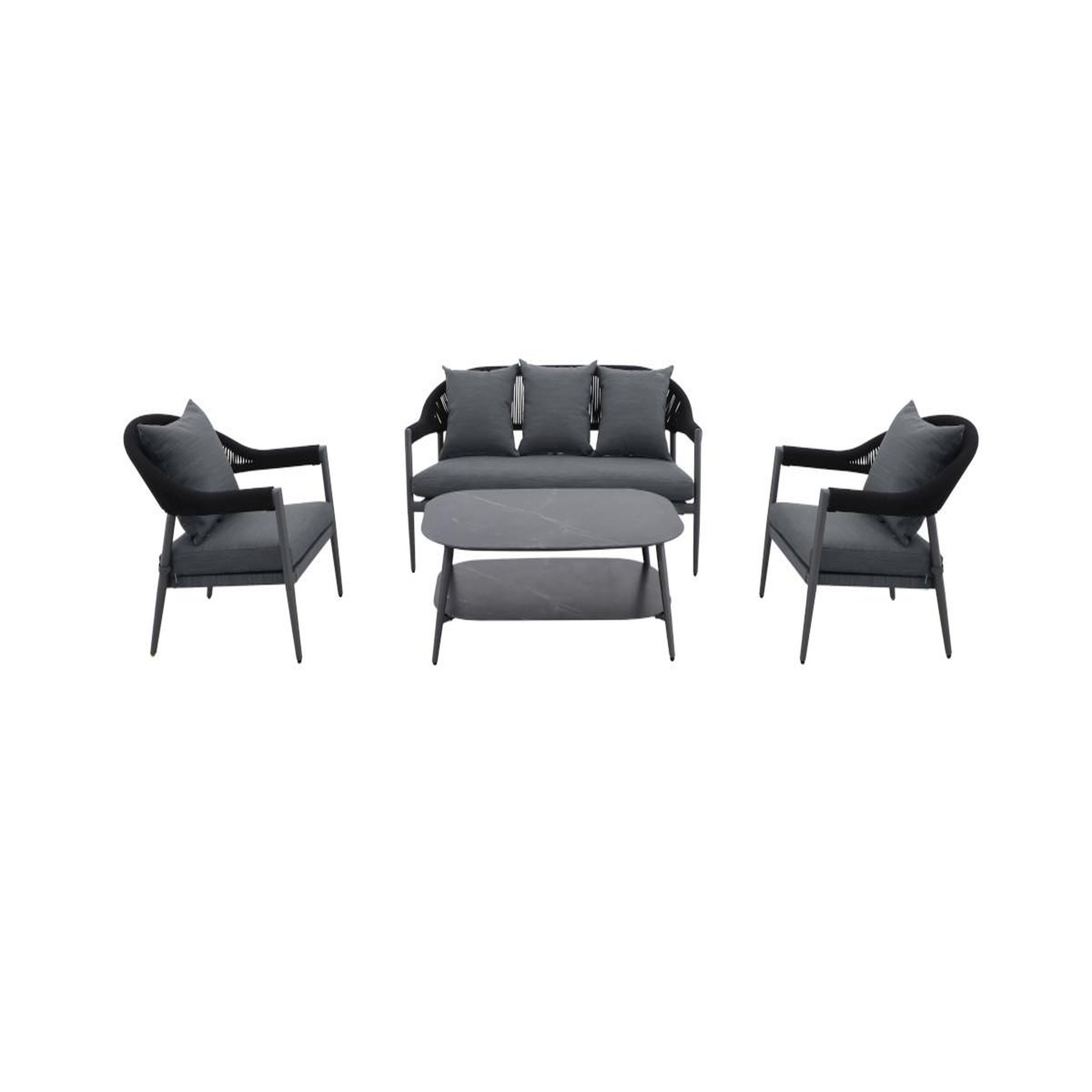 JARDIDECO Salon de jardin Camarillo Gris en aluminium - 5 places - Jardideco