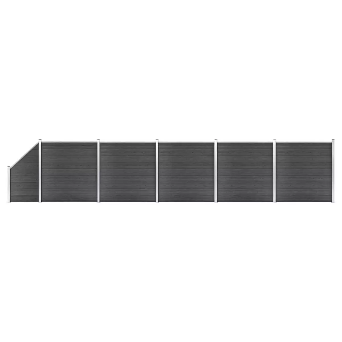 VIDAXL Ensemble de panneau de cloture WPC 965x(105-186) cm Noir
