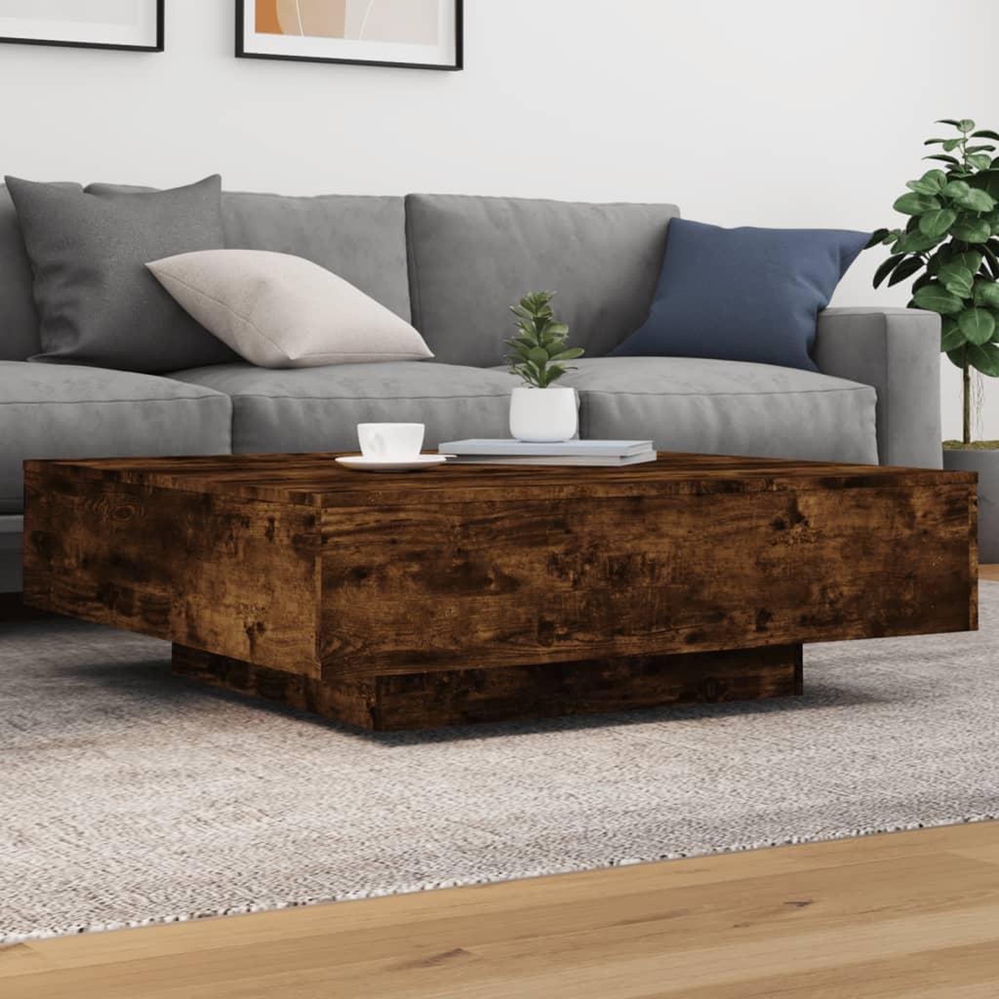 VIDAXL Table basse chene fume 100x100x31 cm bois d'ingenierie