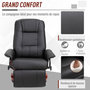 Voir la diapositive 6 : HOMCOM Fauteuil relax inclinable repose-pieds réglable pivotant 360° piètement bois revêtement PU noir